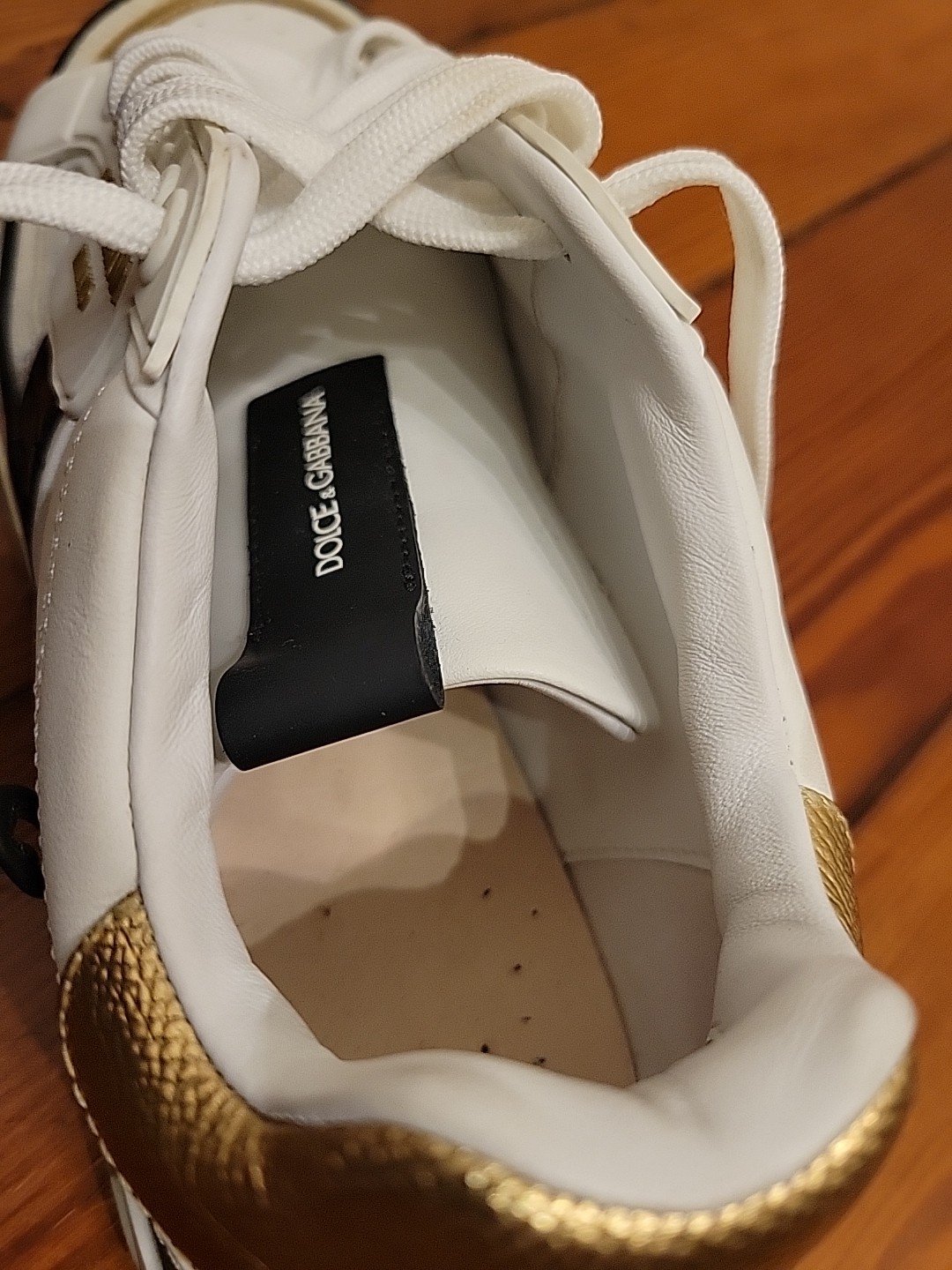 Dolce Gabbana Custom 2.zero Low Top White Gold Street Style Luxury Sneaker 38.5