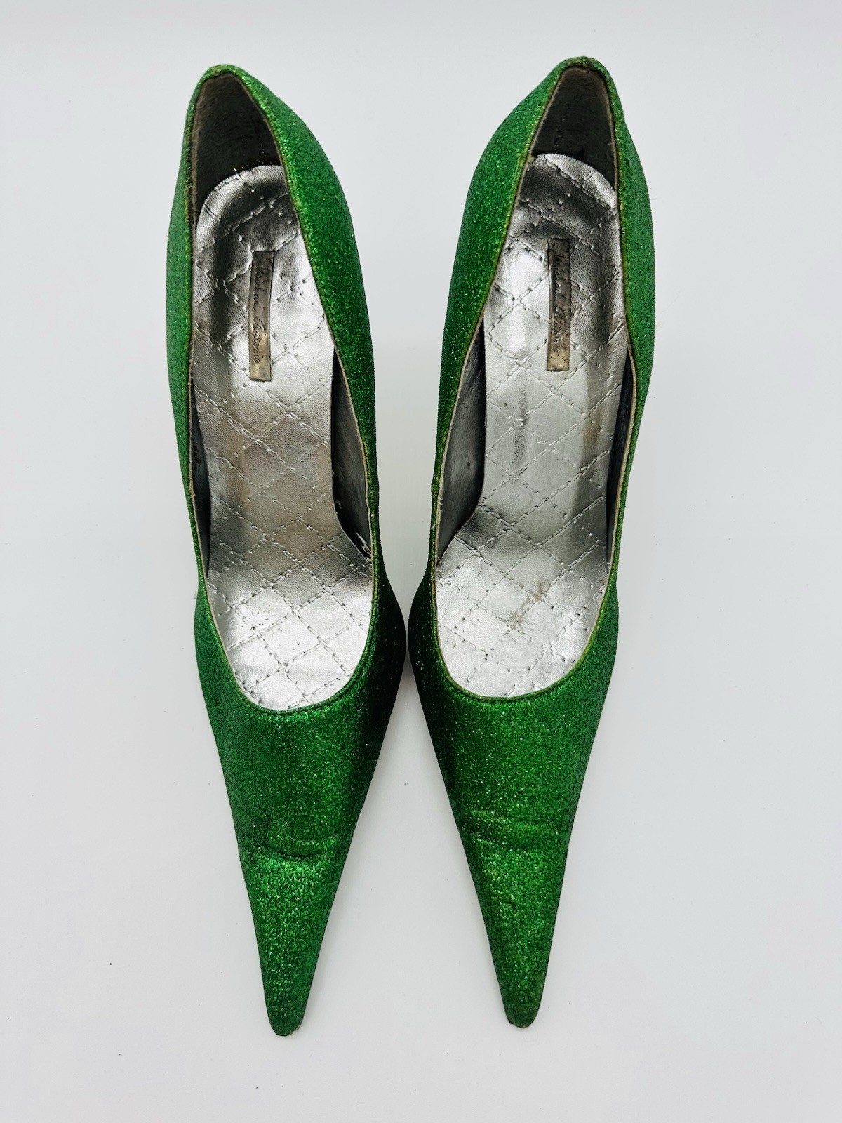 Michael Antonio Women’s WICKED Green Glitter Heels Pointed Toe Sz 7 Costume