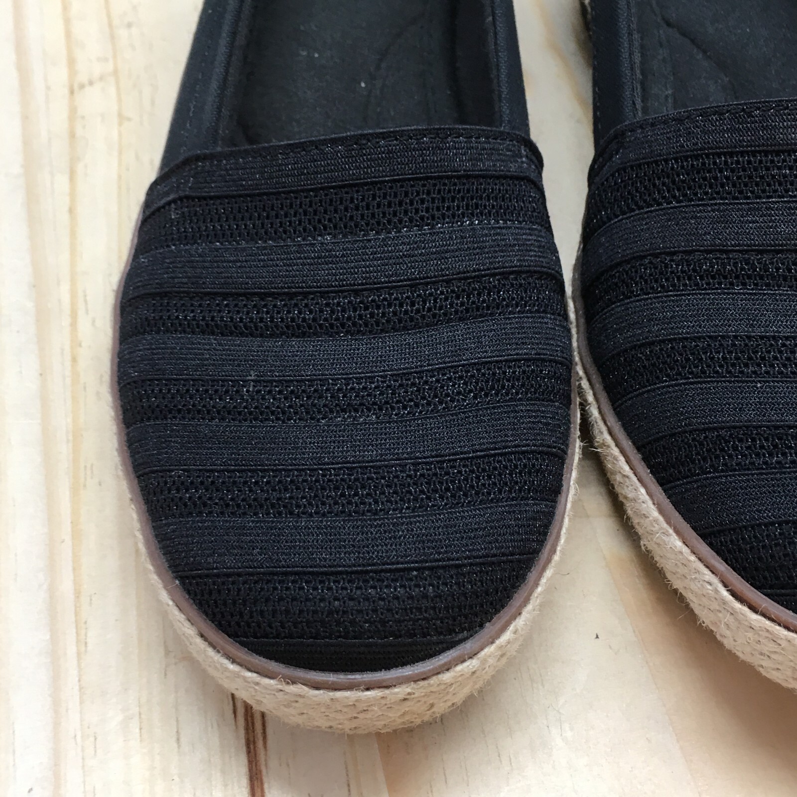 Grasshoppers Shoes Womens 6.5 M Cleo Casual Slip On Wedge Loafer Black Fabric