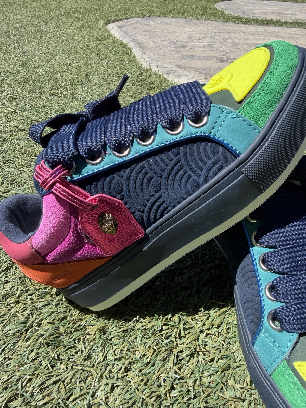 Kurt Geiger London Southbank Tag sneakers Vibrant Color Suede W Charm Size 38.5