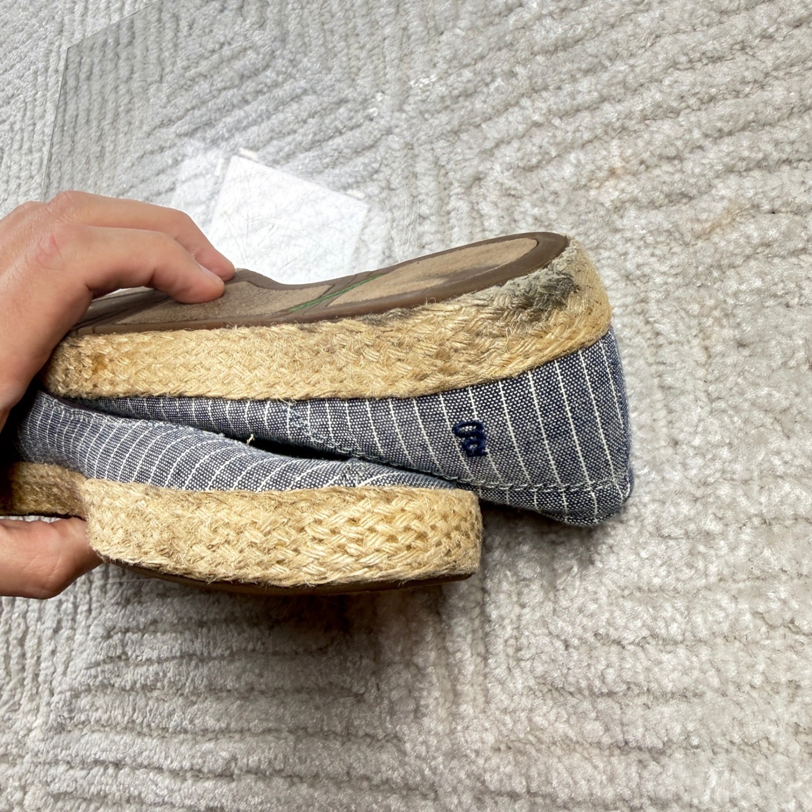 Grasshoppers Espadrille Flats Womens 6 Striped Canvas Ortholite Summer SlipOn