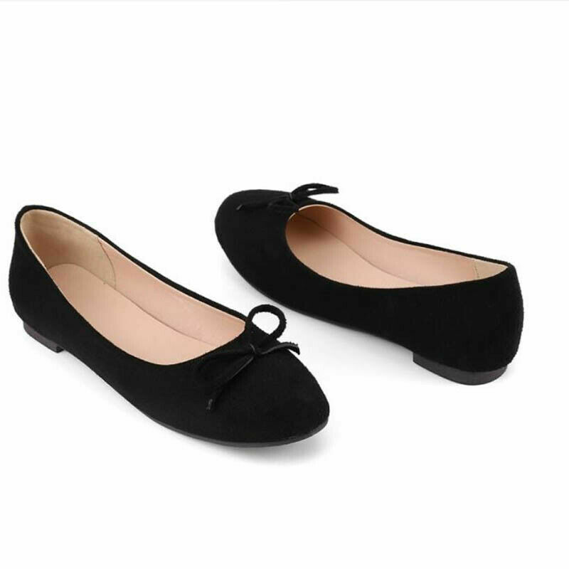 Womens Plus Size Casual Bows Ballet Flats Shoes Mary Jane Slip On Pumps Loafers