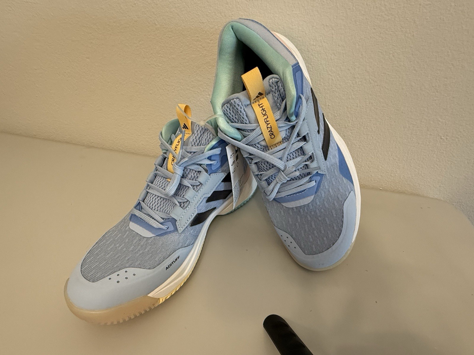 adidas Crazyflight 6 Mid Top Lace-Up Athletic Sneaker Blue/Black/Yellow