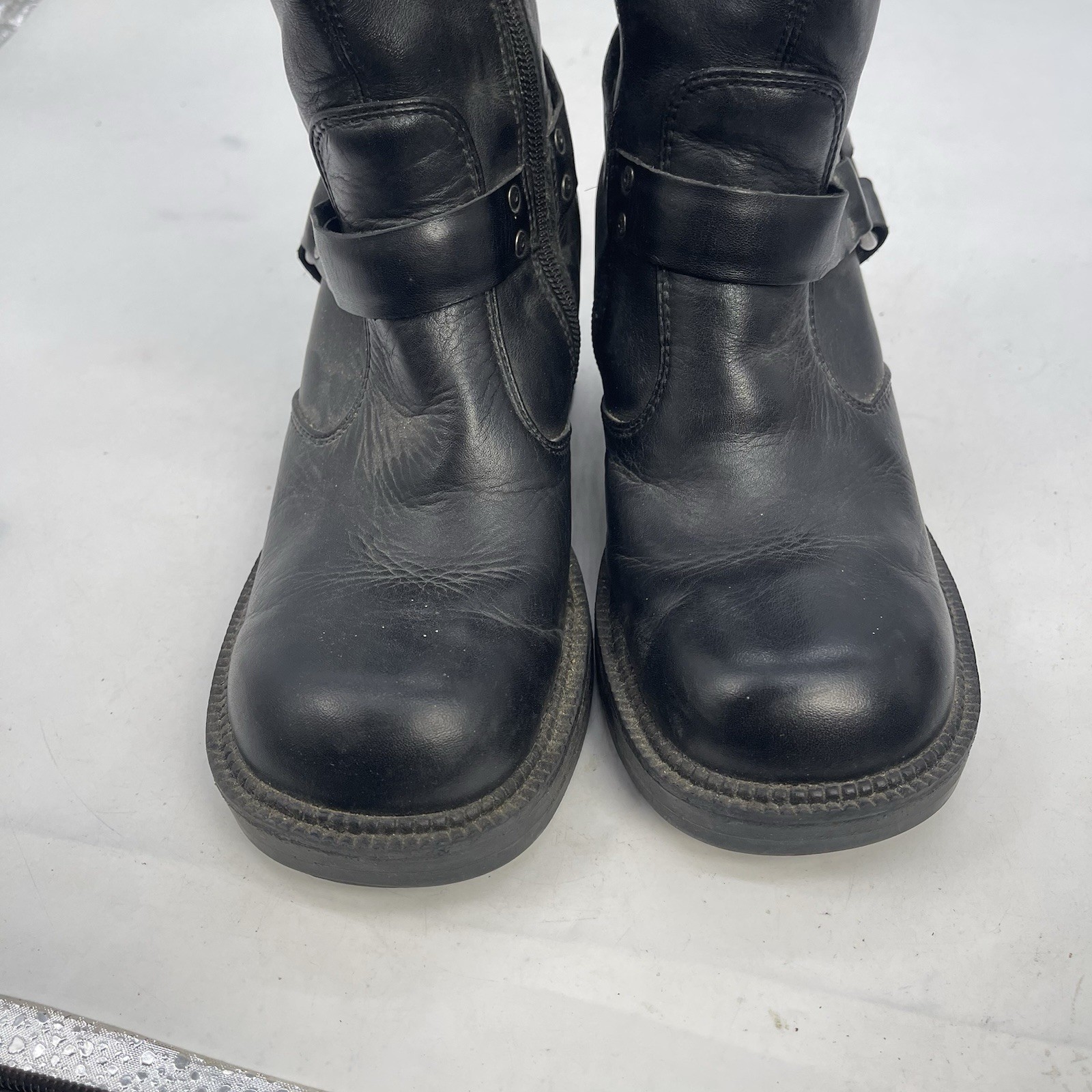 Harley Davidson Boots Womens 7.5 Black Leather Harness Riding Boots 81026