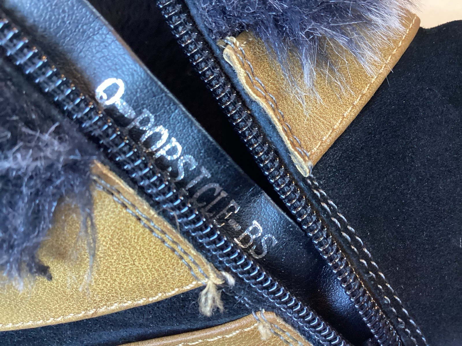 Spring Step Winter Boots Women’s Popsicle Black Suede Faux Fur Tan Strap Size 41