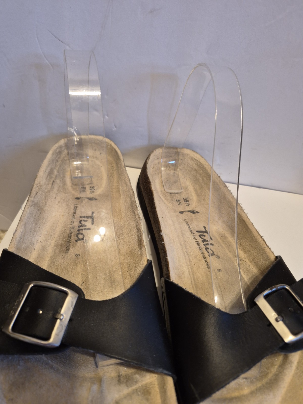 Tula by Birkenstock «Madrid» Black Leather Slide Sandals Sz.US 8.5/39.5 Ret $145