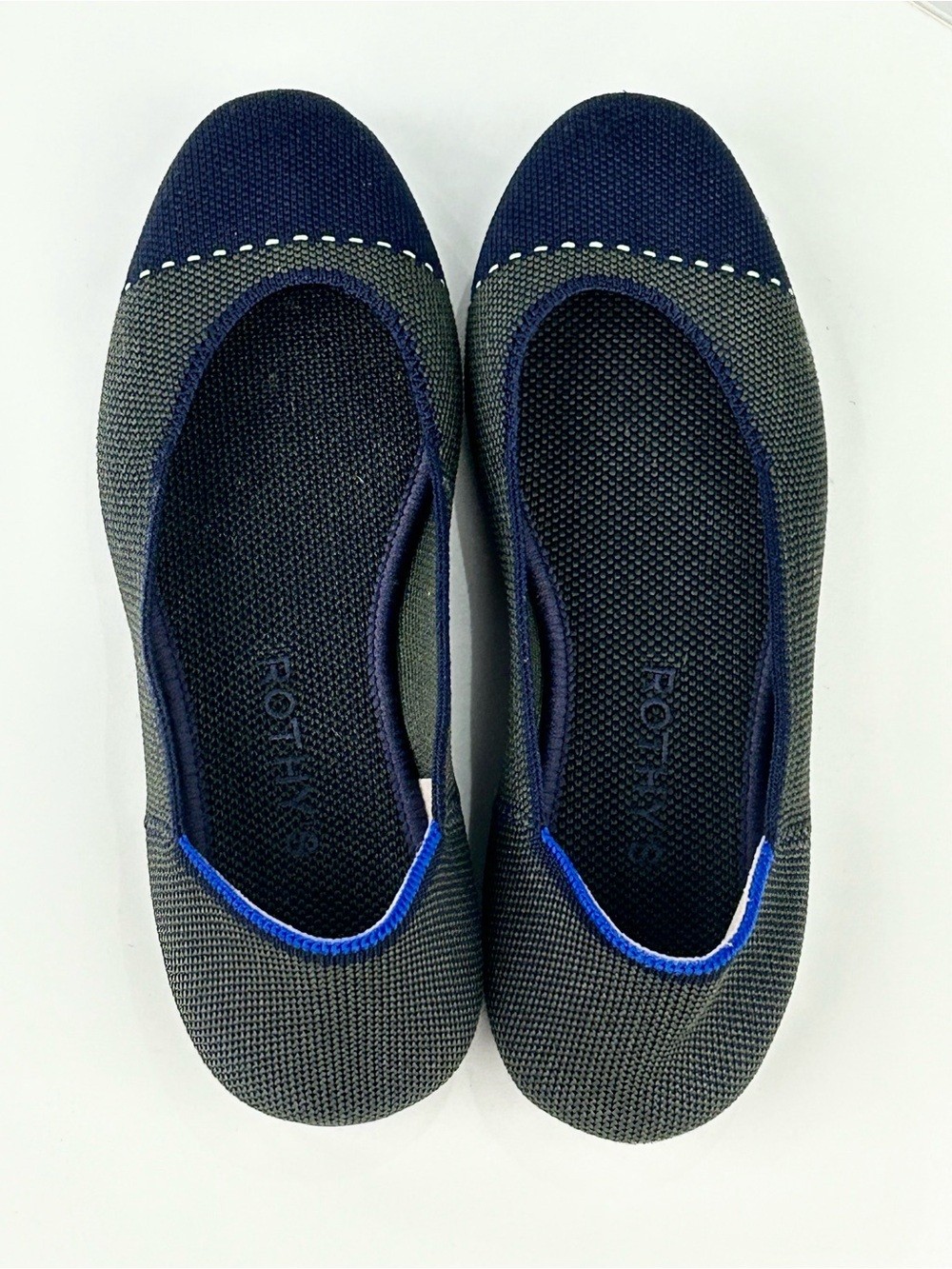 Rothy’s The Square Flats Size 6 Highland Green Navy Quiet Luxury