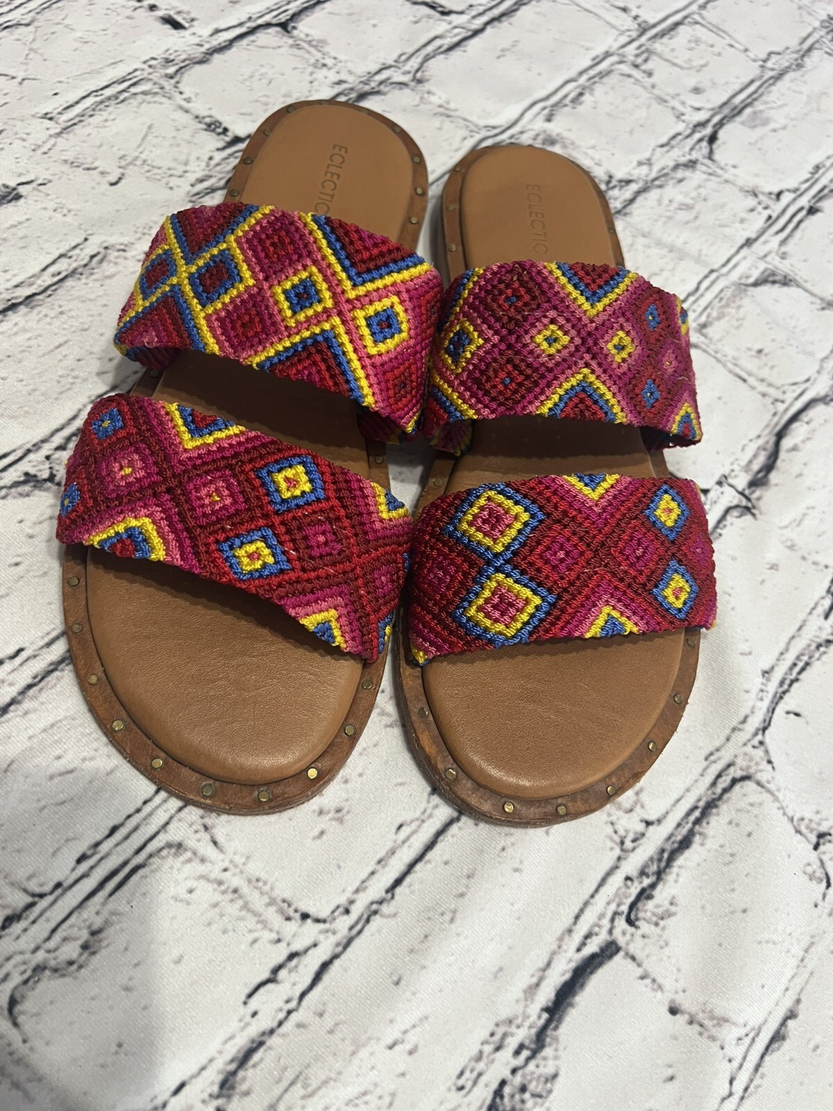 ECLECTIC ARRAY Hasen Woven Bands Mai Tai Sandals Size US 8/EURO 38