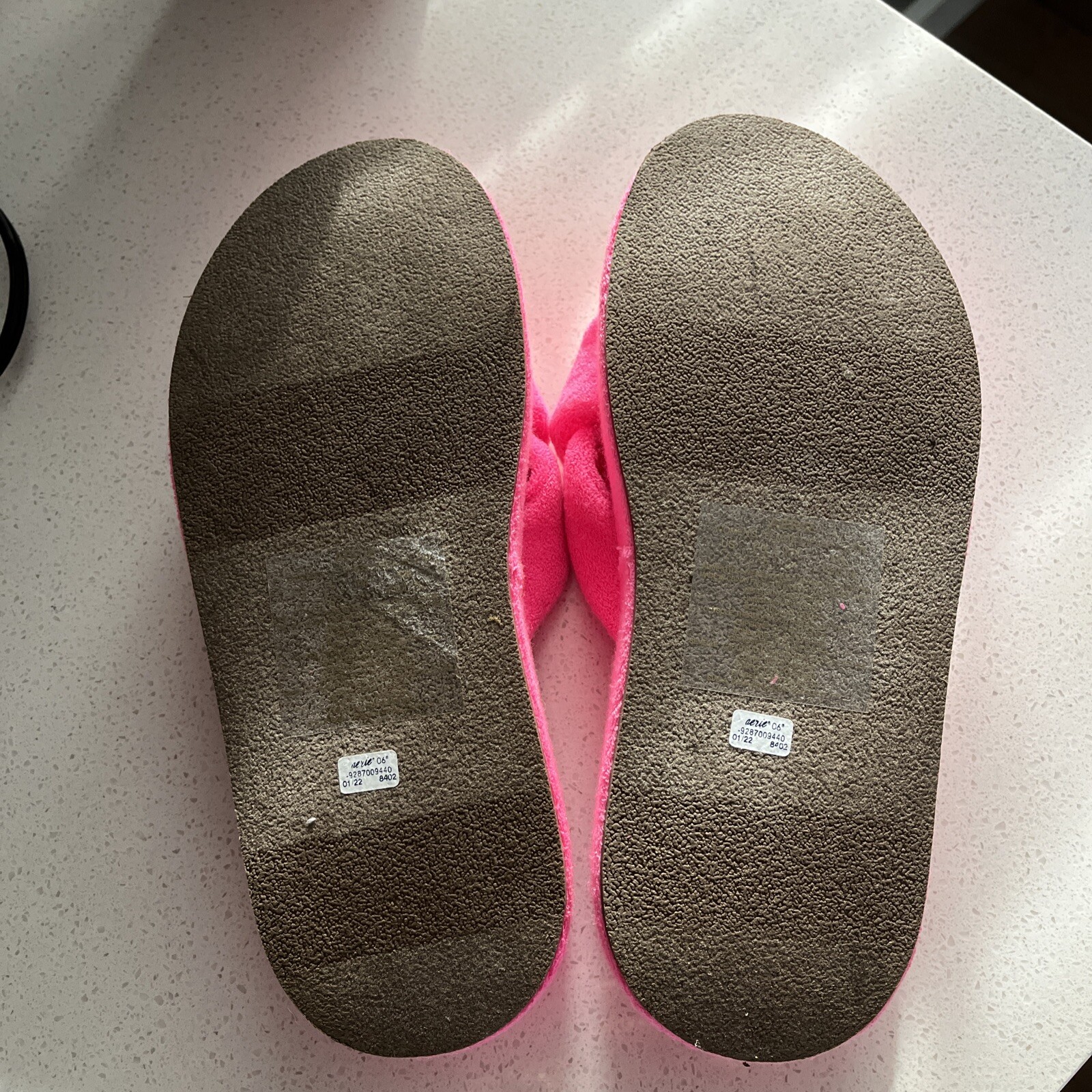 Aerie Platform Slide Slip-On Sandals Womens 7 Pink Terry Twist Strap Slippers