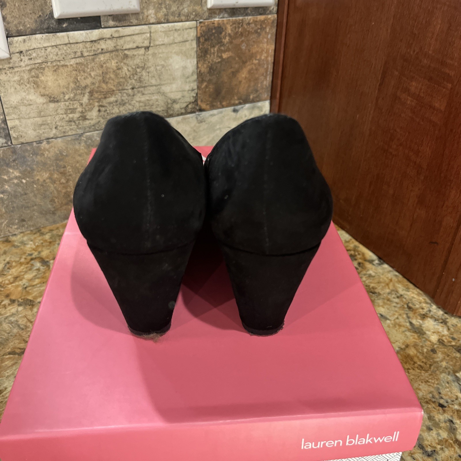 Lauren Blackwell Black Wedge Dress Shoe Women’s Size 7.5 2.5 in heels