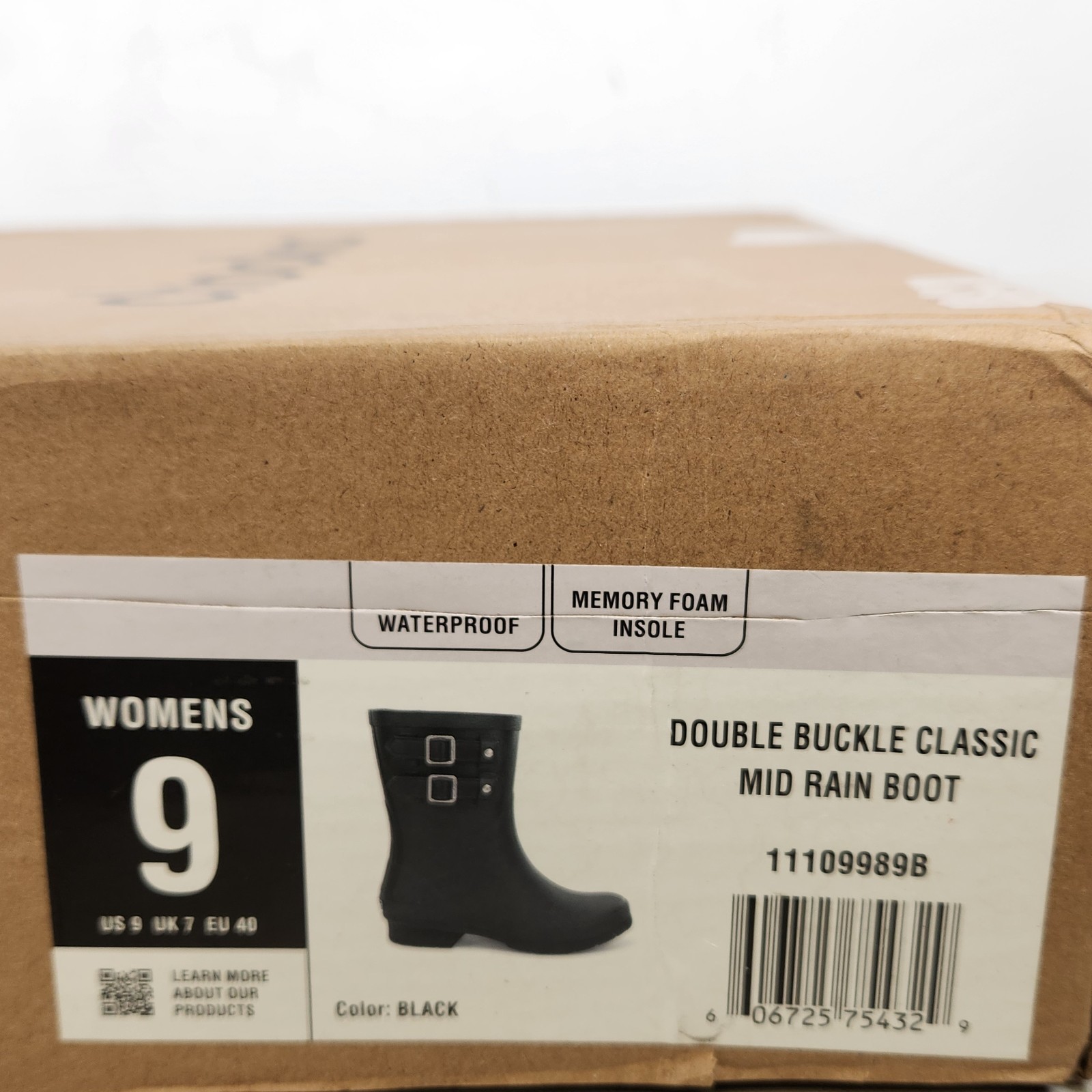 Size 9 – Chooka Double Buckle Classic Mid Rain Boot – Black – Womens