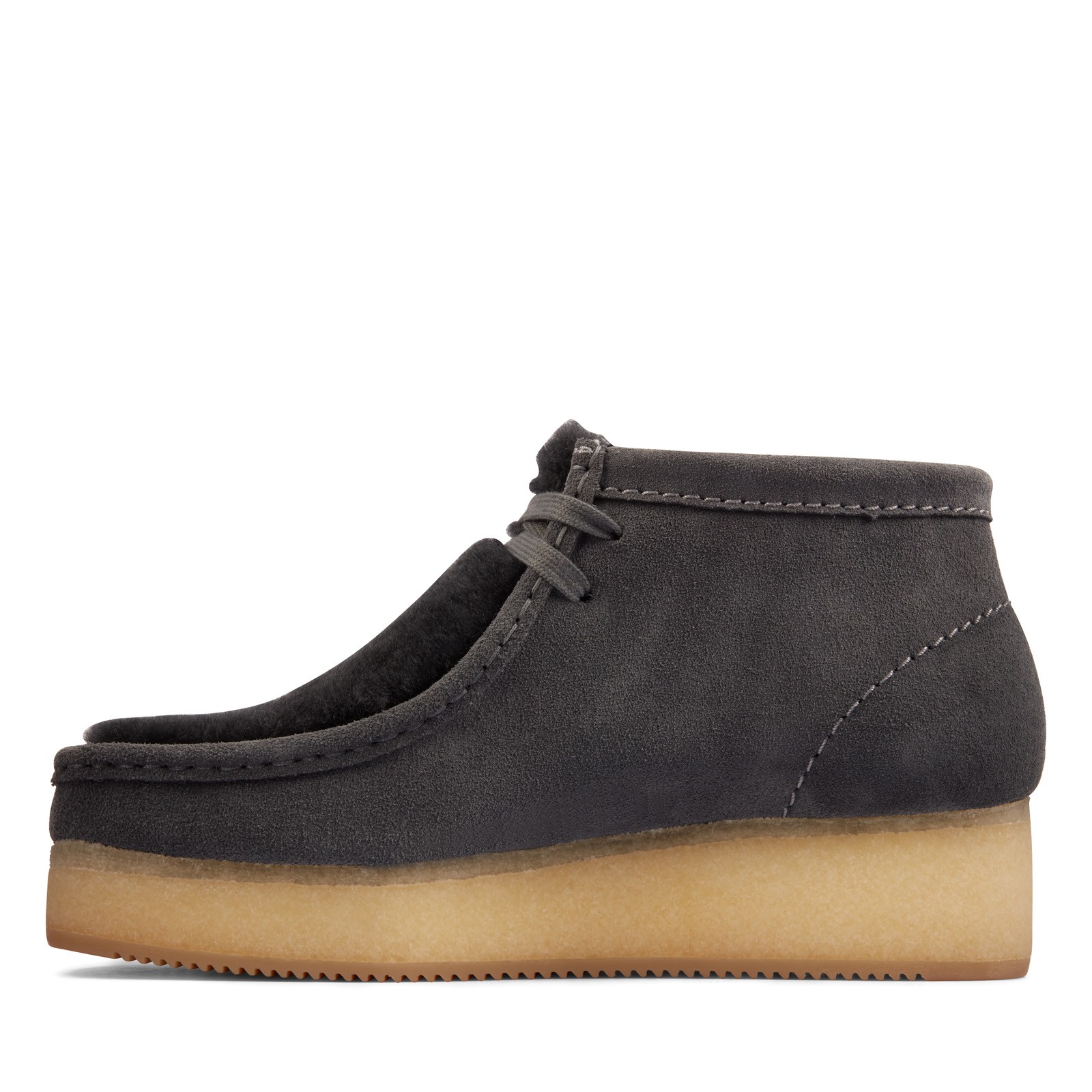 Clarks Wallabee Wedge 26163280 Womens Gray Suede Lace Up Chukkas Boots