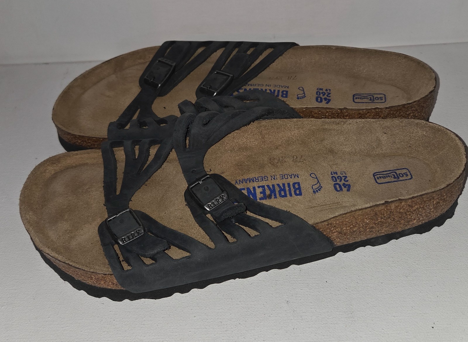 Birkenstock Granada Sandals GRAY Nubuck Leather Soft Footbed NEW Size 40 US 9