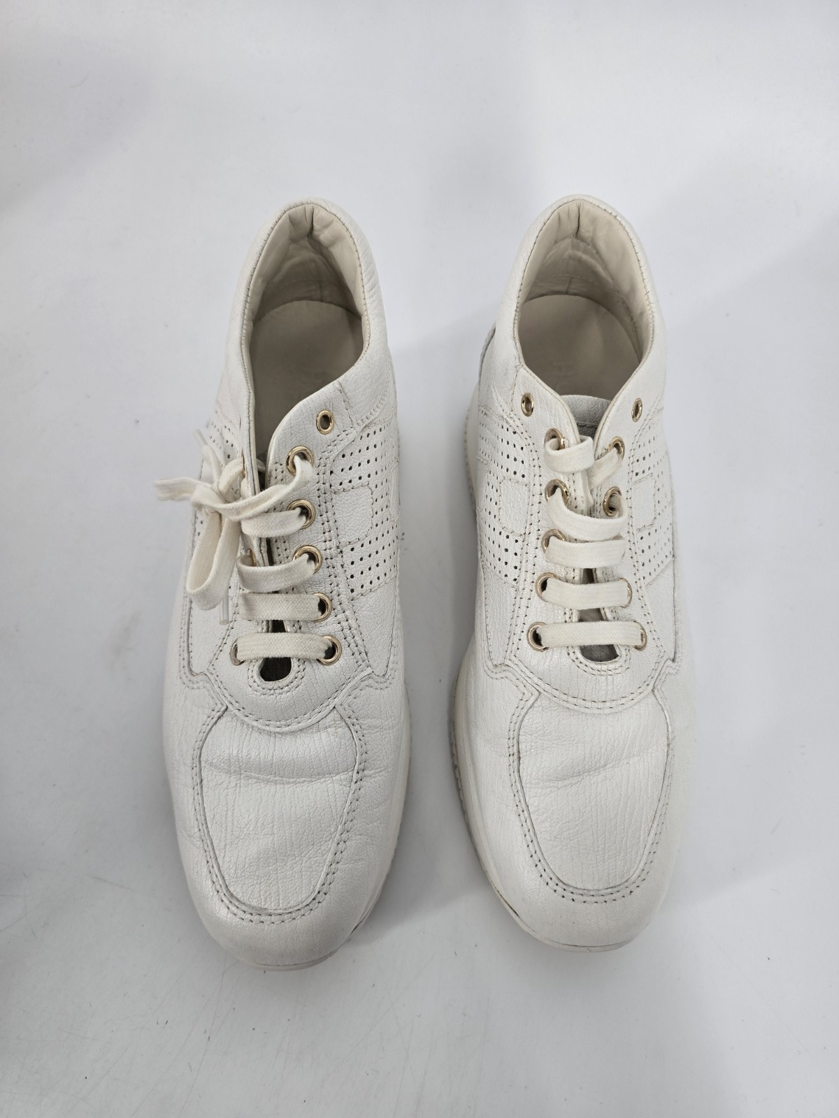Hogan Interactive Women’s H Bucata White Leather Sneakers Size 36 with Box
