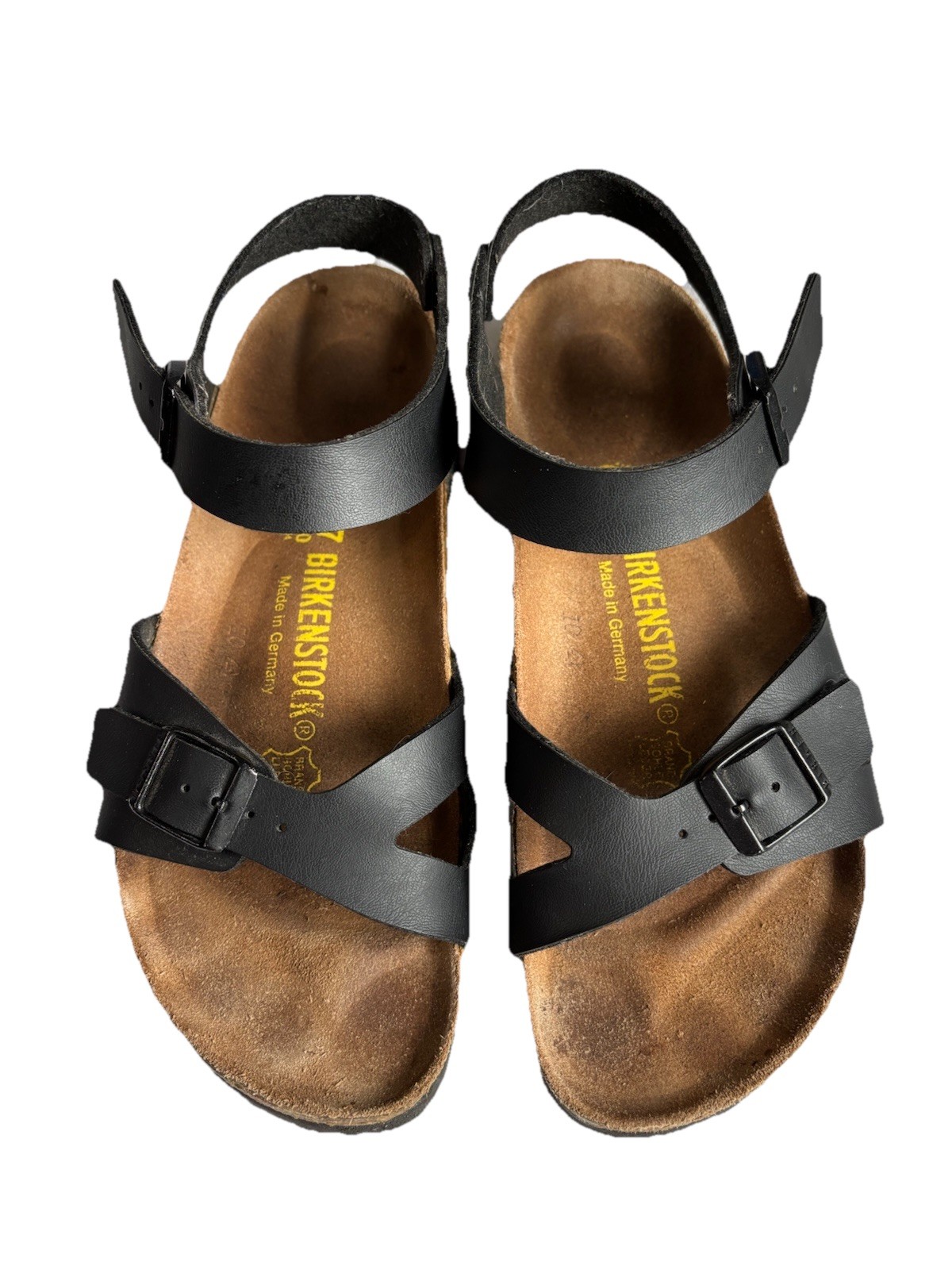 Birkenstock 37 RIO Womens 6 Black Birko-Flor Germany Excellent