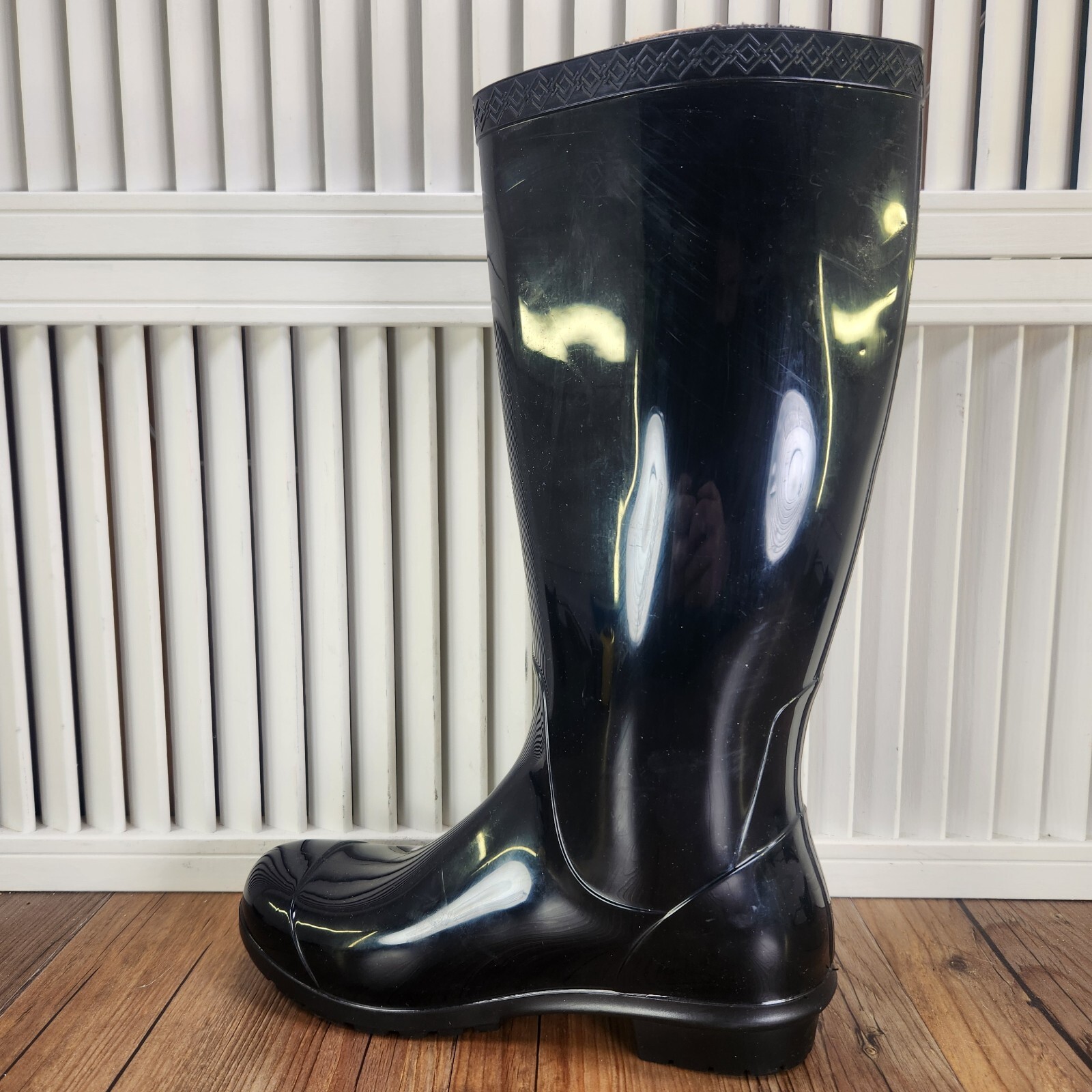 UGG Shaye Rain Boots Women’s Sz 5 Black Tall Waterproof Rubber Style Made In USA