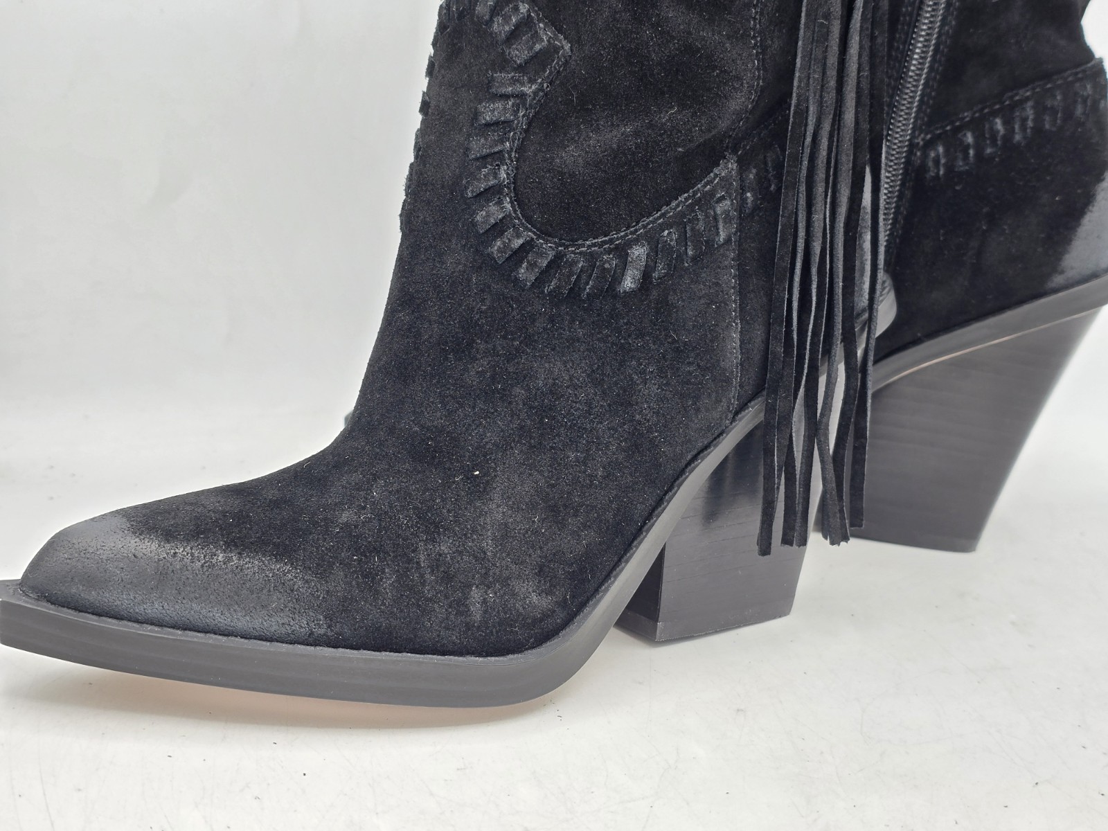 Jessica Simpson Women’s Lisabeth Knee-High Fringe Cowbow Boots – Black Size 5M