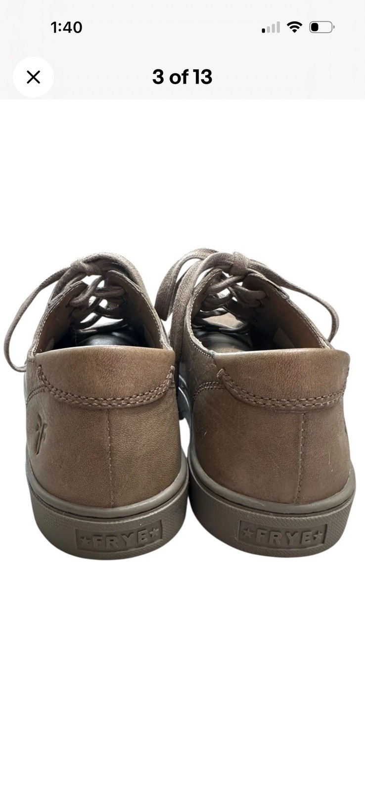 Frye Mindy Low Lace Sneakers Women’s 7 M Smoke Gray Taupe Leather Suede Shoes