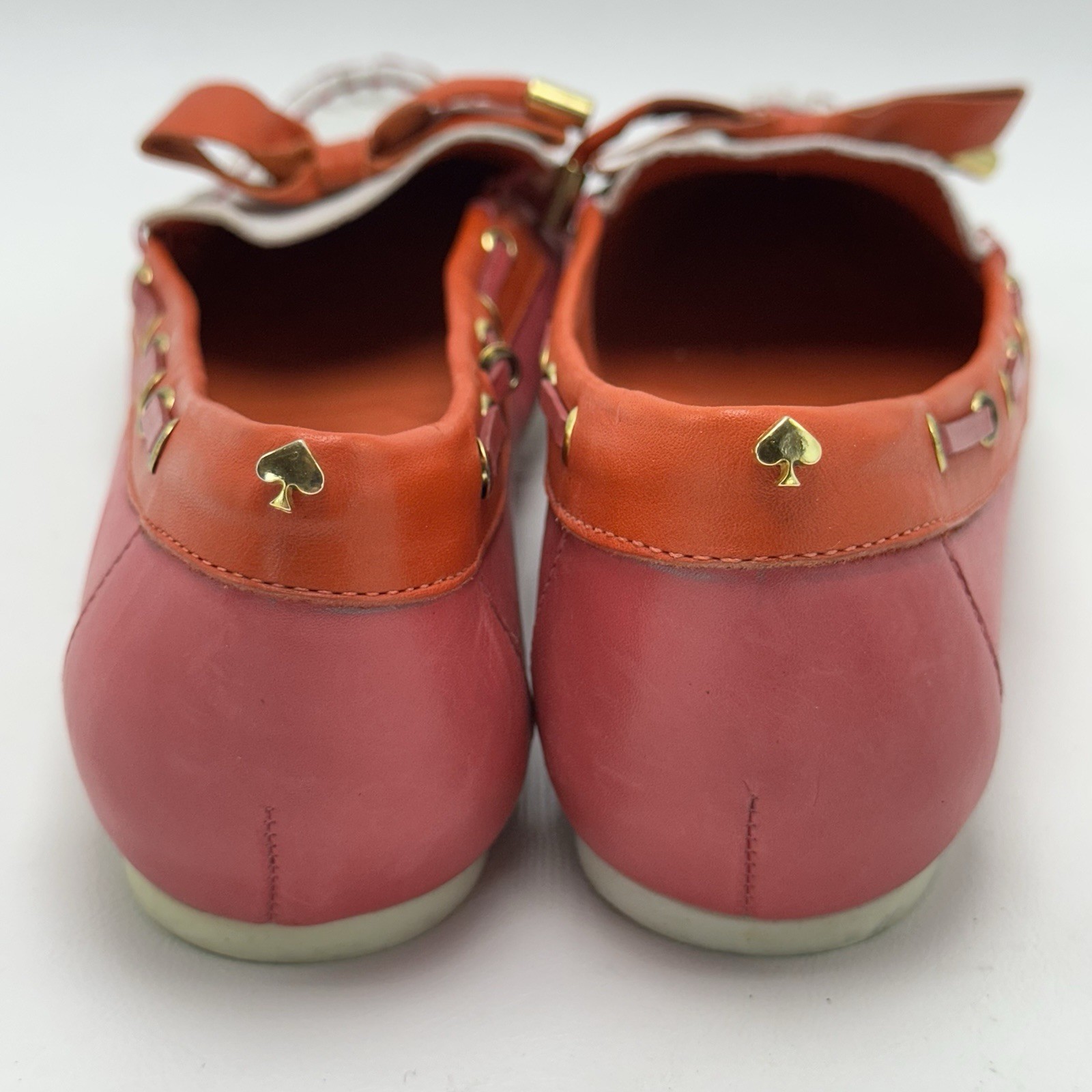 Kate Spade Boat Shoes Flats Bow Pink Red White Women’s Size 8M