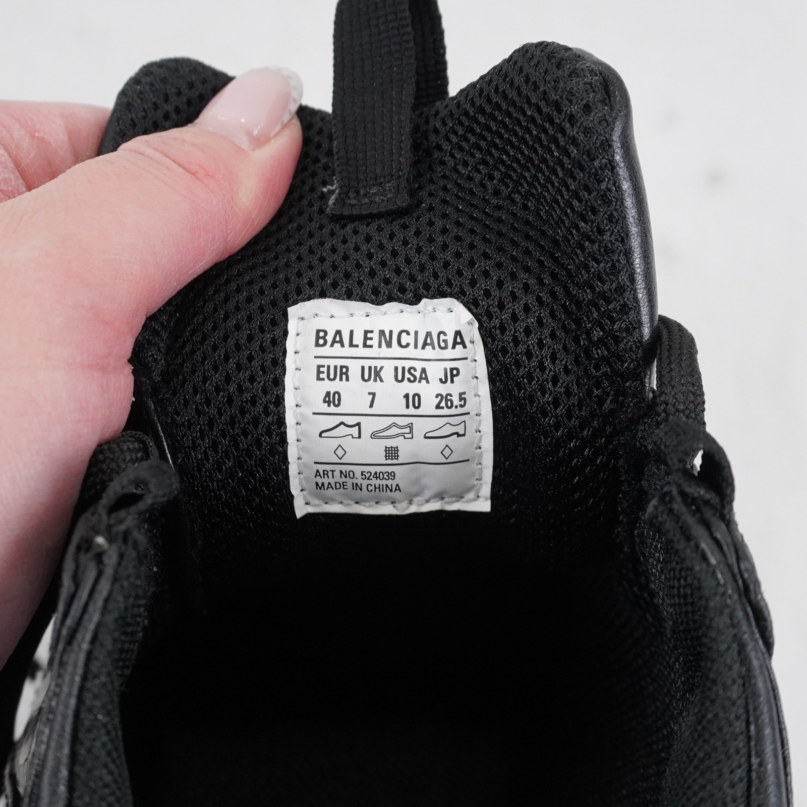 Balenciaga Triple S Logotype Sneakers In Black/White – Size EU 40/US 10 (524039)