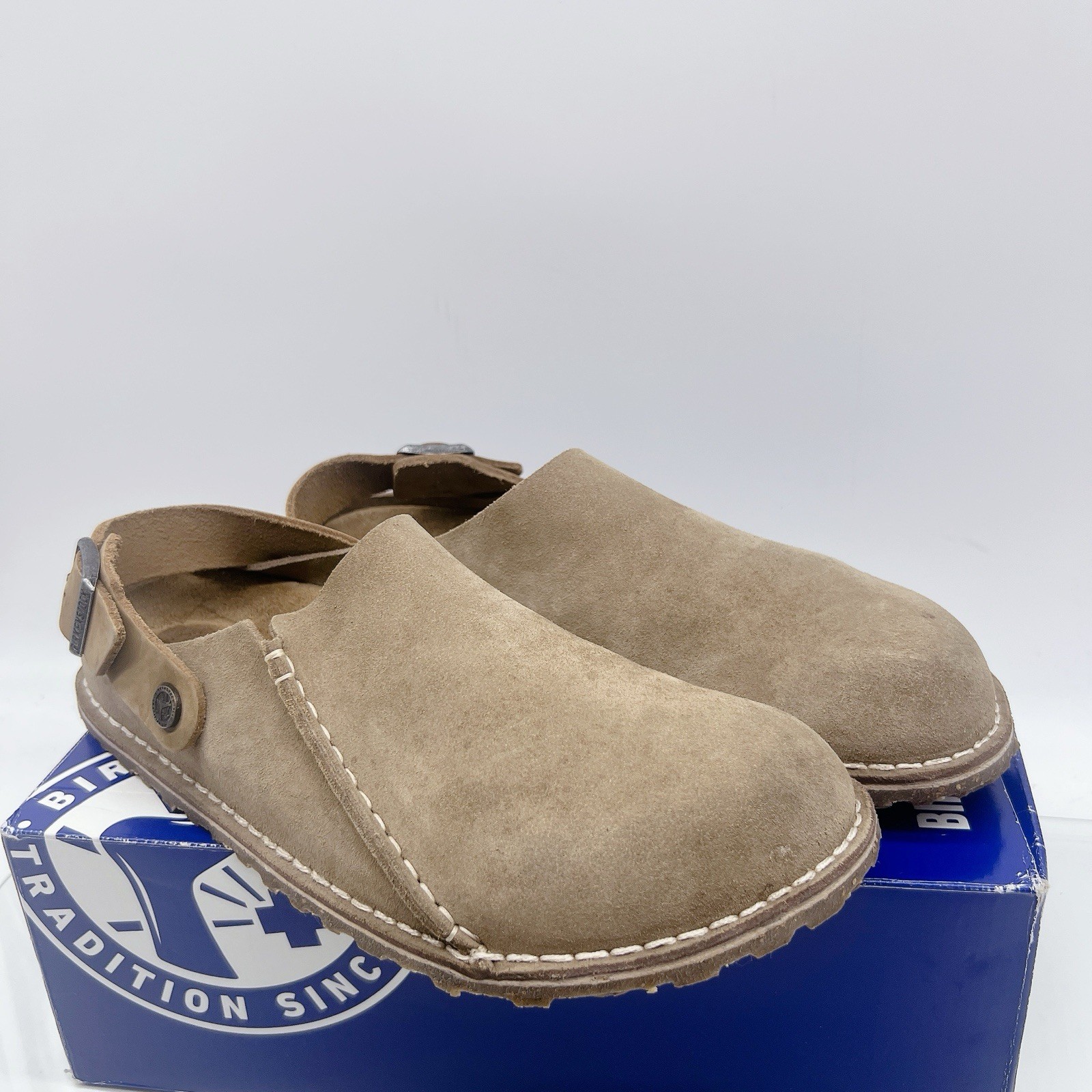 Birkenstock Lutry Clogs Comfort Shoes Premium Taupe Suede EU 41 Wms US 10- 10.5