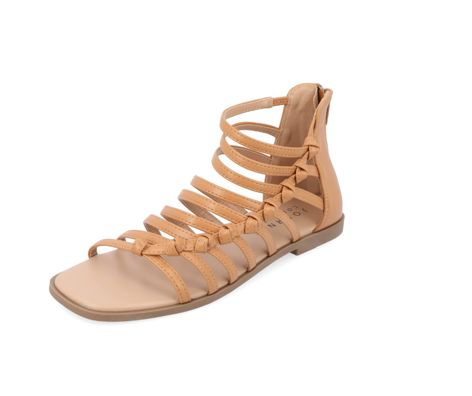 Journee Womens’ Petrra Tru Comfort Foam Gladiator Sandals 7.5 – tan – brand new