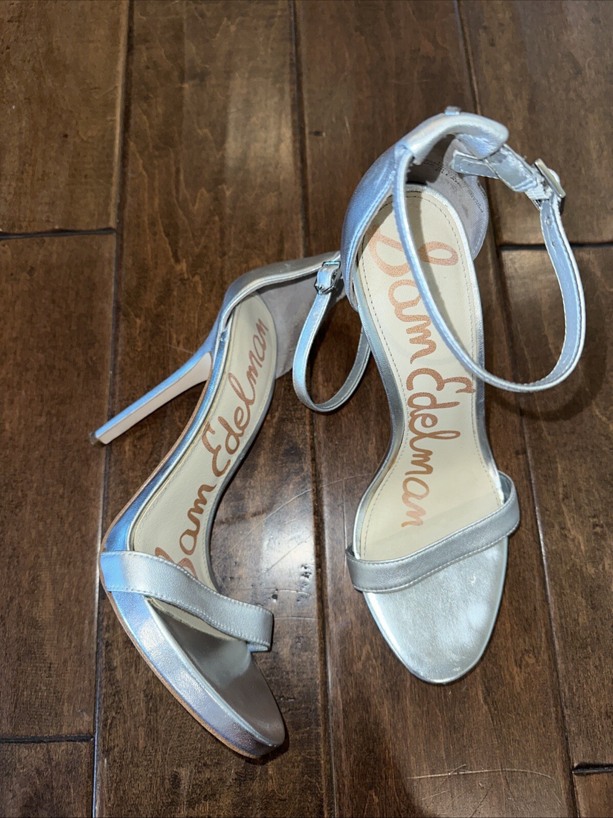 SAM EDELMAN Eleanor Ankle Strap High Heel Sandals Silver Size 9