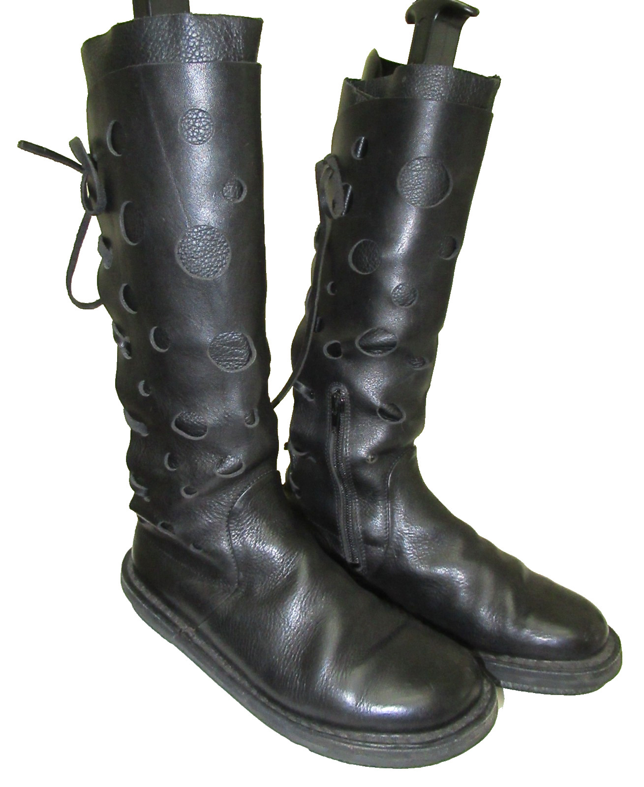 From Germany: TRIPPEN Black Leather Tall Boots w/Round Perforations, 37 (6 1/2)