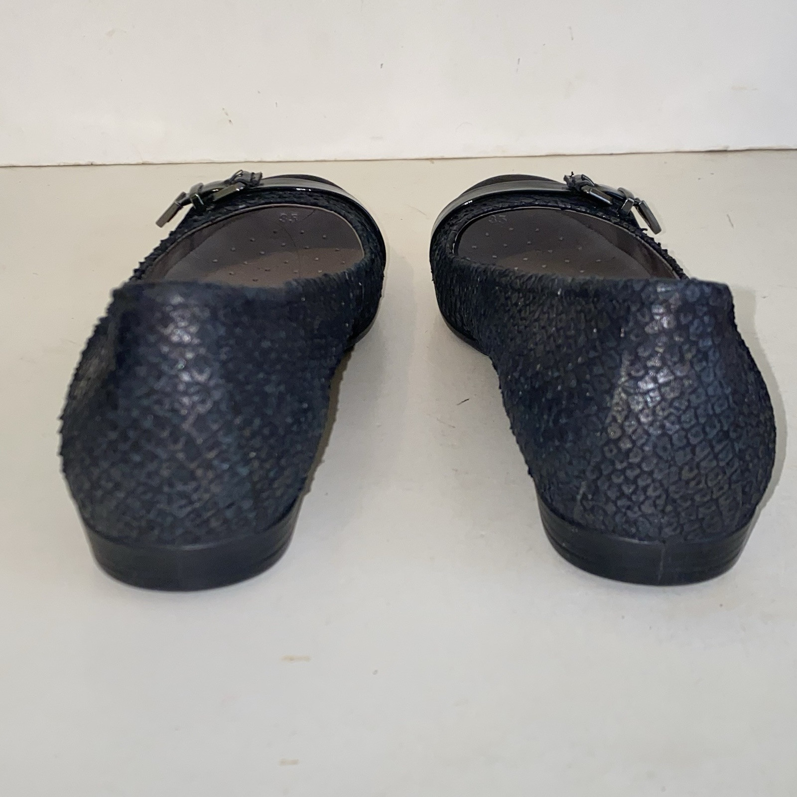 Ecco Touch 15 Black Reptile Cap Toe Ballet Flats Womens Size 35 (US 4 – 4.5 )