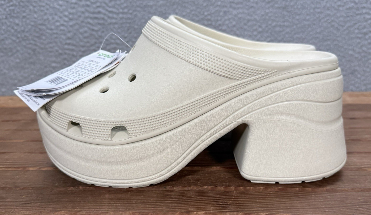 Crocs Shoes Mens 9 Womens 11 Tan Siren Clog Platform Chunky Heel Slip On NEW