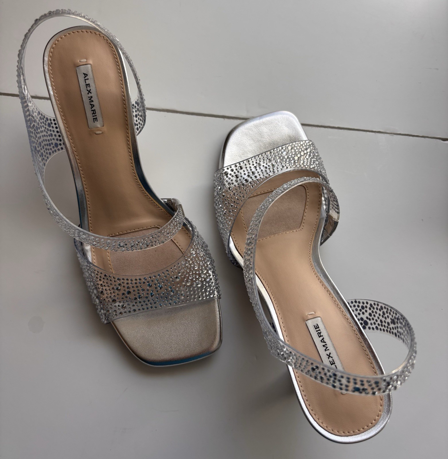 Silver Clear Rhinestone Evening Party Wedding Shoes Alex Marie Sutton