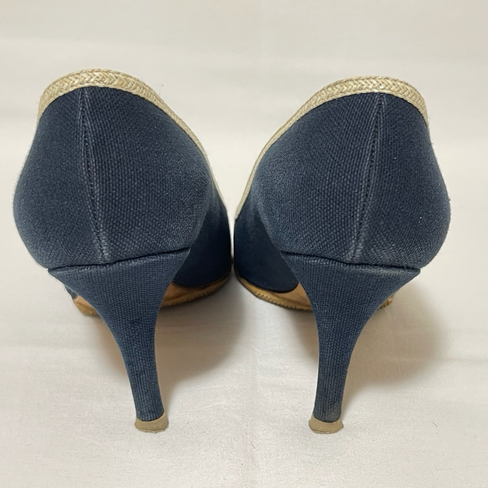 Chanel Camellia Heel Sandals Shoes Size 35 Navy Coco mark Pumps Auth Elegant CC