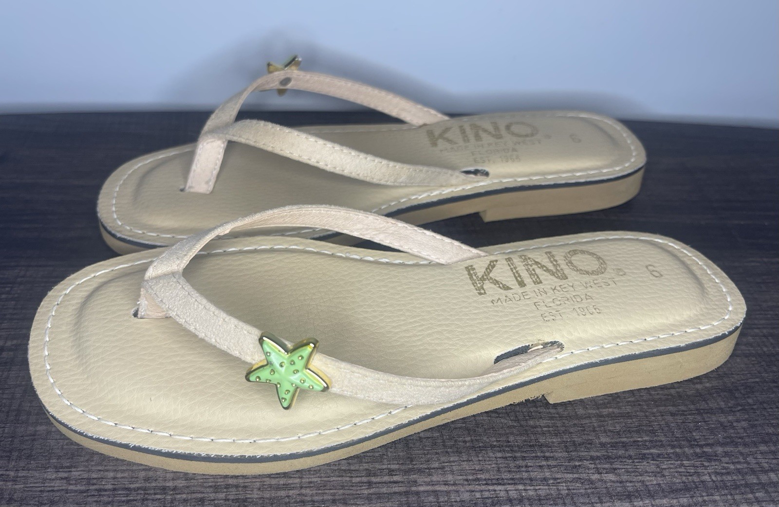 Kino Women’s Leather Sandals Key West Size 6 Beige Color
