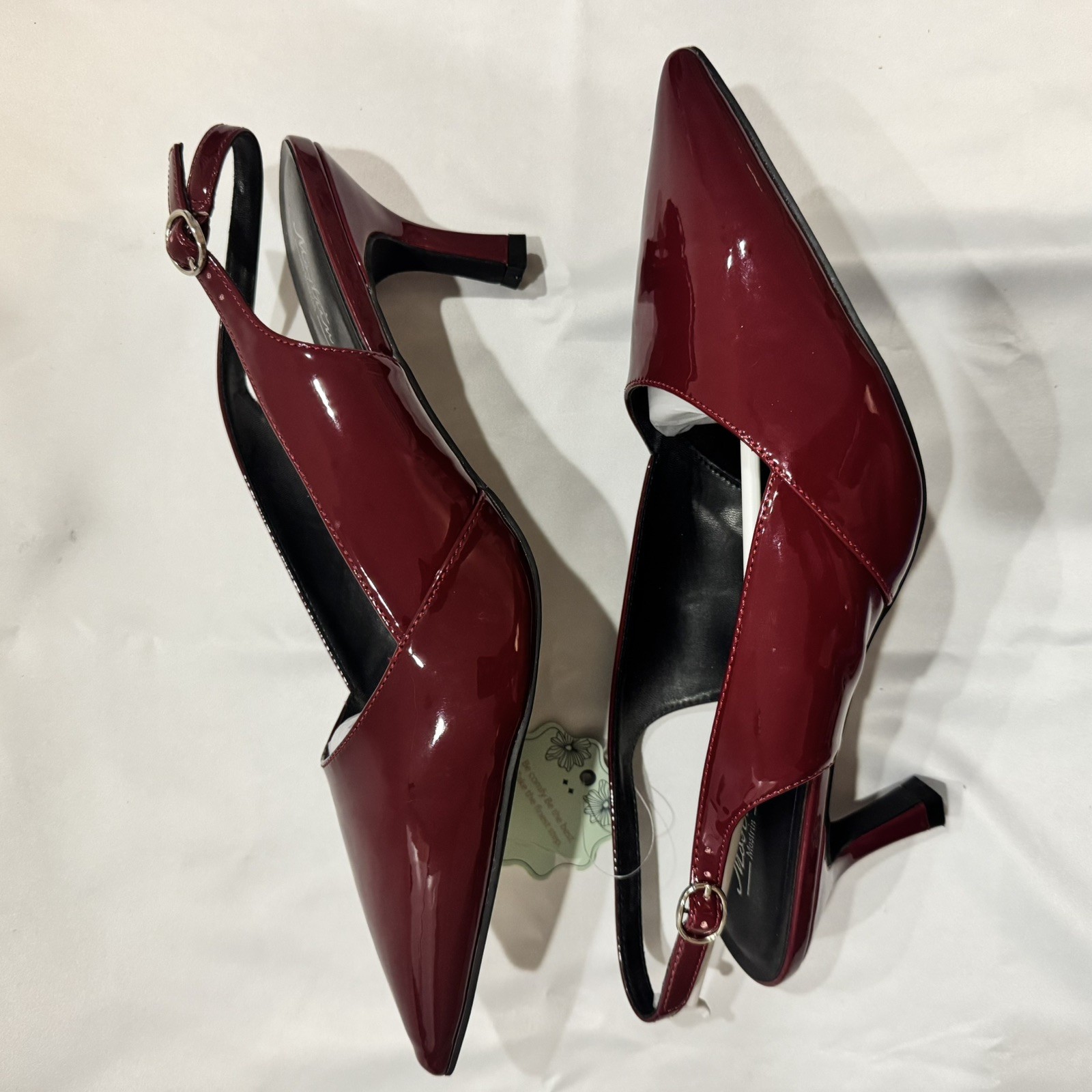 Burgundy Heel for Women Slingback Point Closed Toe Heels Slingback Ankle Strap