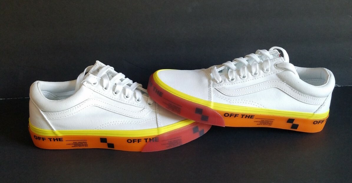 Vans Off the Wall Canvas Women White Red Orange Yellow Lace-Up Sneakers Size 5.5
