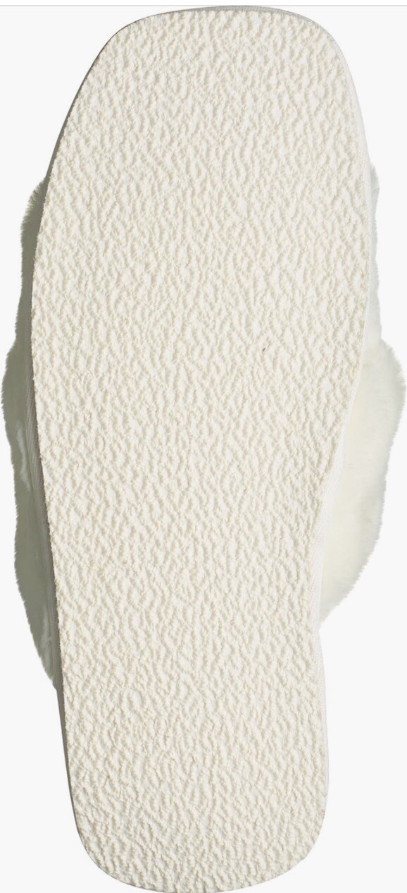 NWT Nordstrom Women’s BP Mae Cross Strap Slippers Ivory Faux Fur Size XL