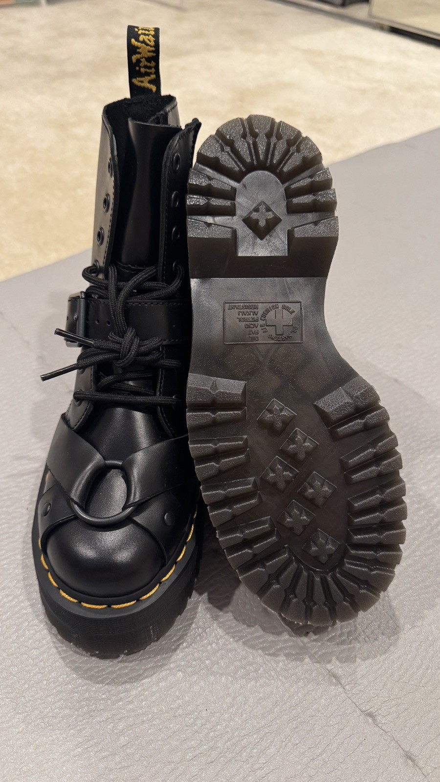 Dr. Martens Leather Platform Boots Jadon Harness Black, Size US 7W 6M 38EU