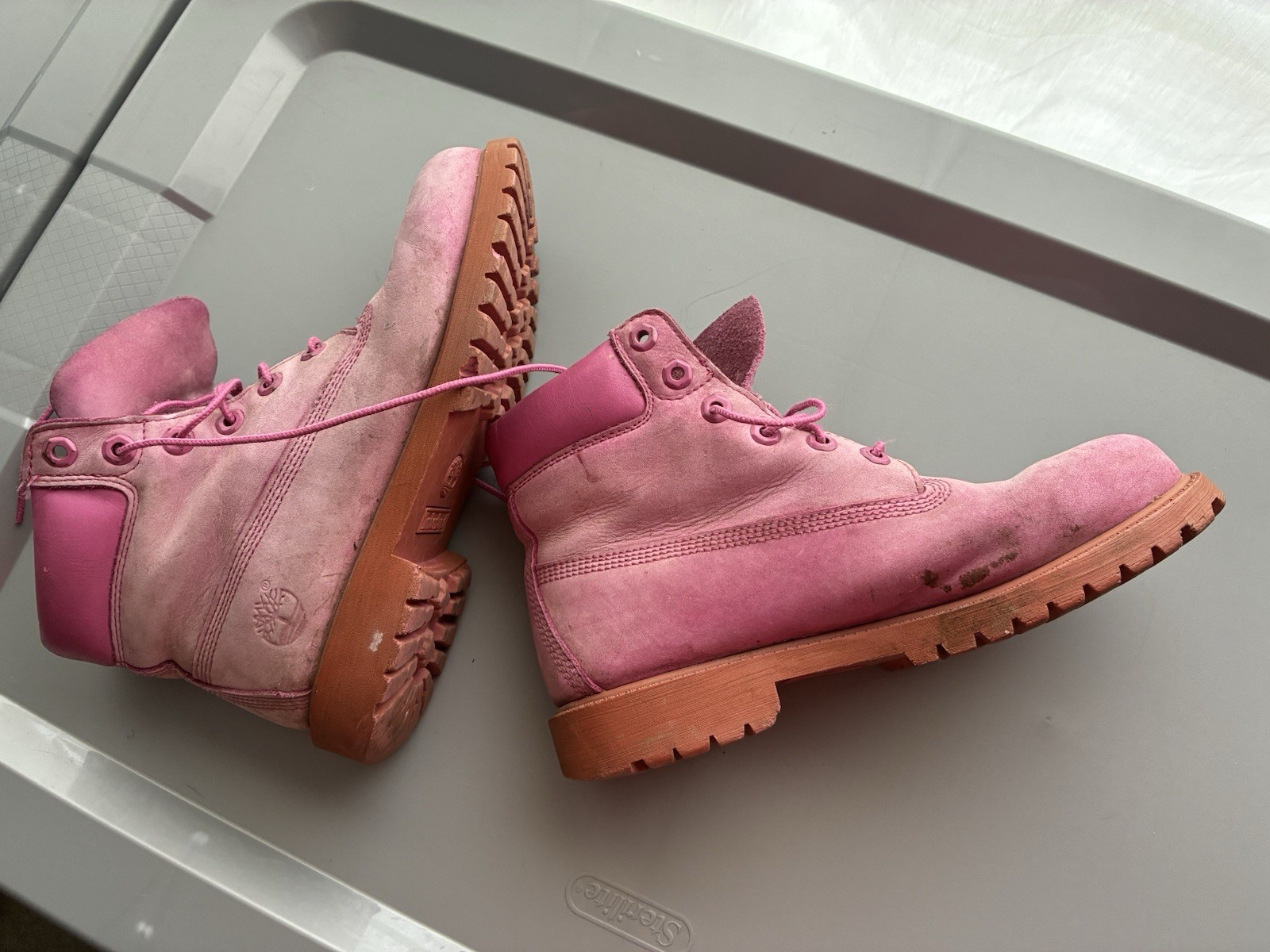Fair Condition Pink Women’s Timberland Boot Company Work Boots Size 8