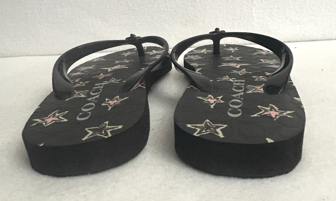 COACH Abbigail Stars Print Flip Flops Thong Sandals Women’s Size 5B Summer Beach