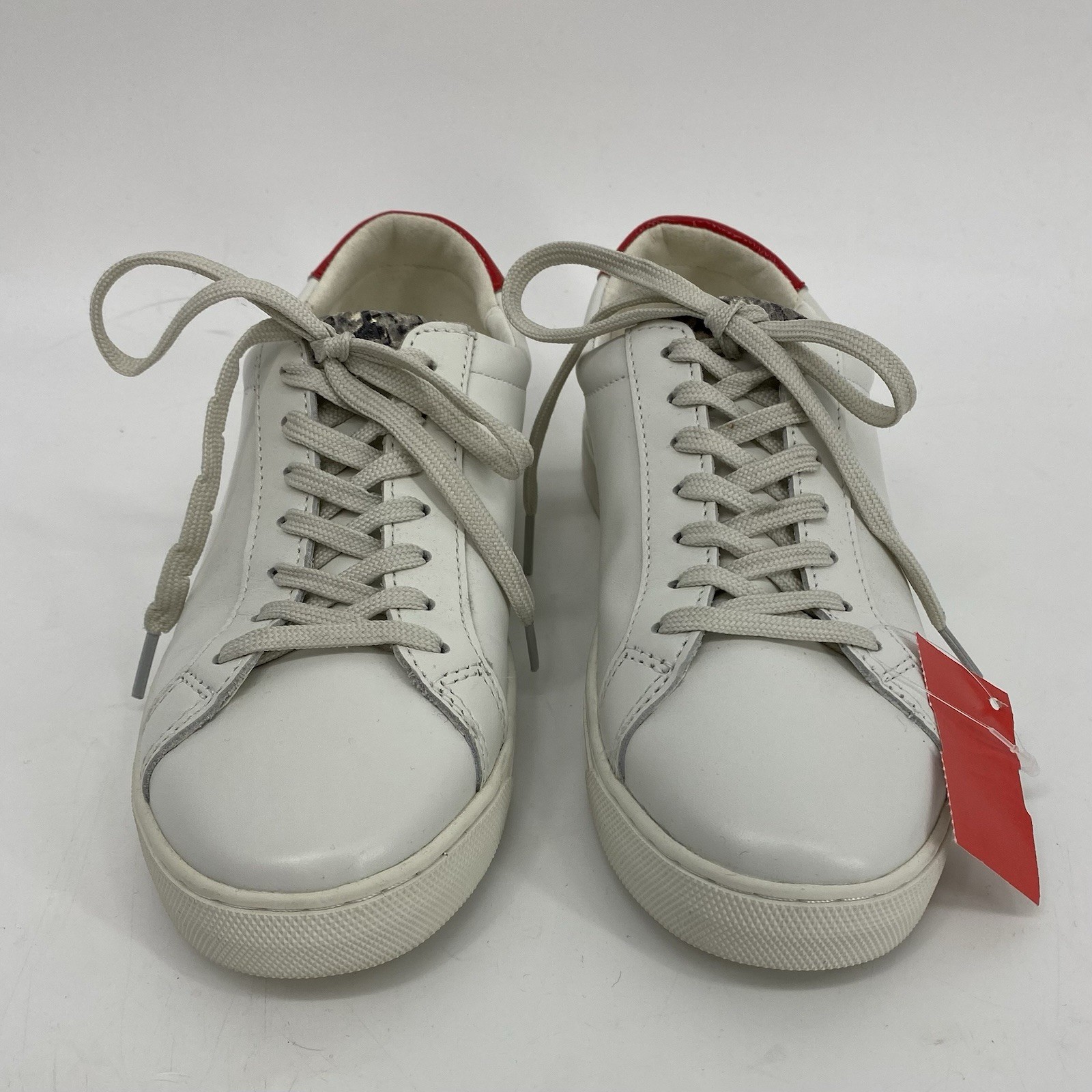 MARC FISHER Preowned Women’s White/Red Trim Lace-Up Sneakers SZ 6M