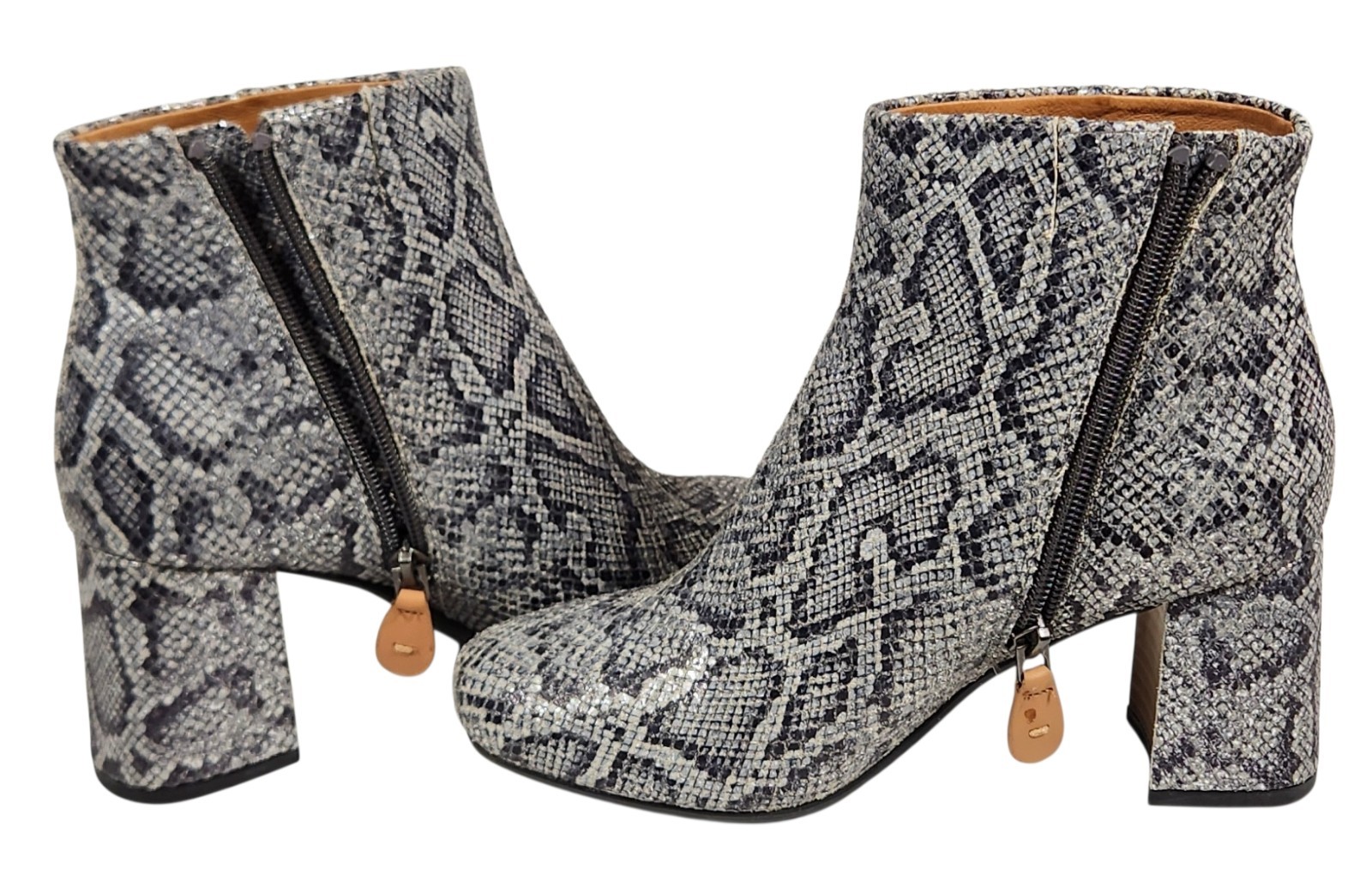 GOLO Wynne Women’s 6M Snake Print Leather Ankle Boots Block Heel New In Box