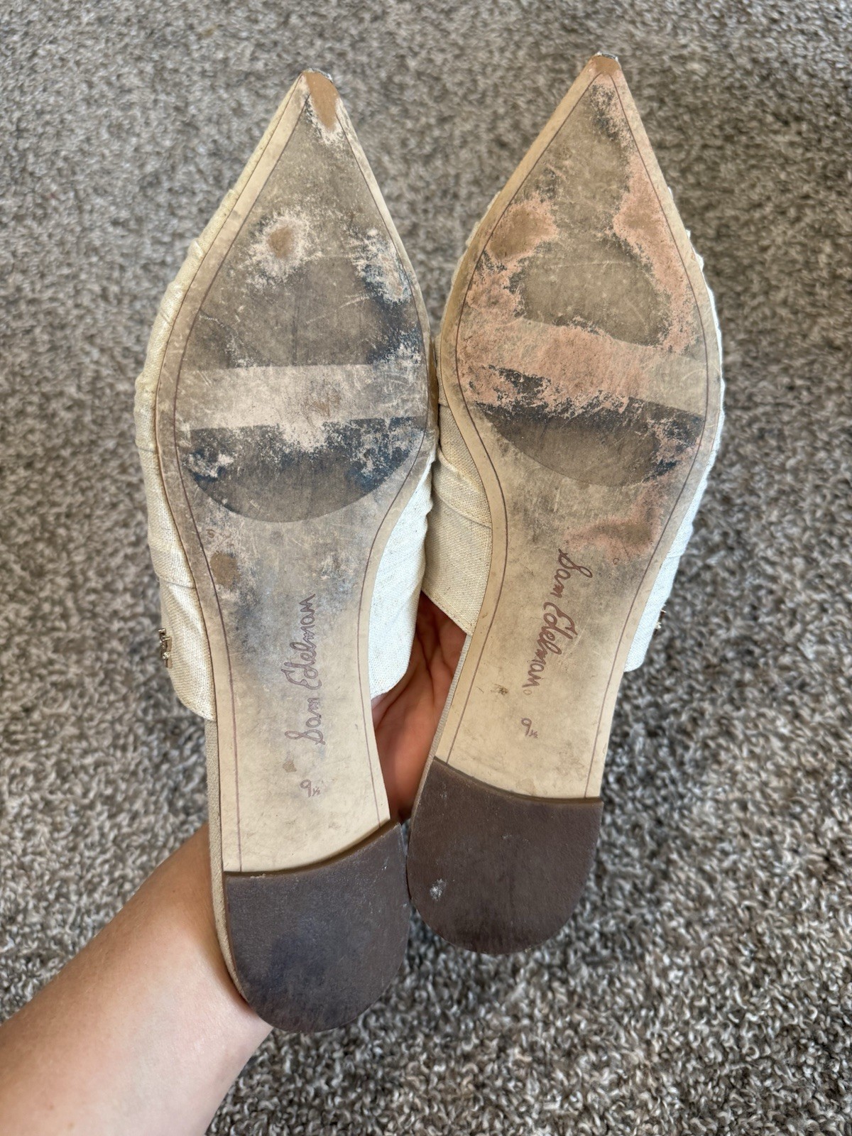 Sam Edelman Shanti Flats Mules Natural Size 9.5 Knotted Slip On Casual