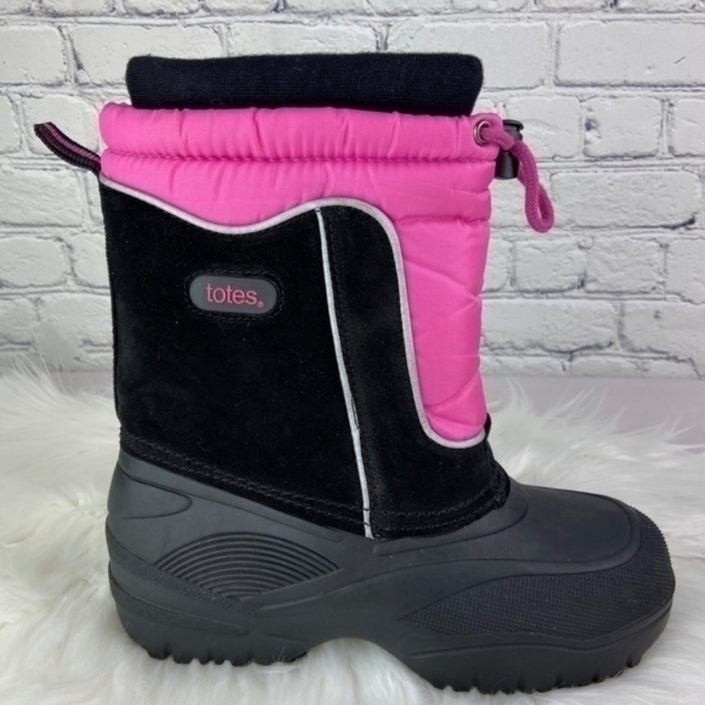 Totes Jeanie Winter Snow Boots Black Pink Size 6