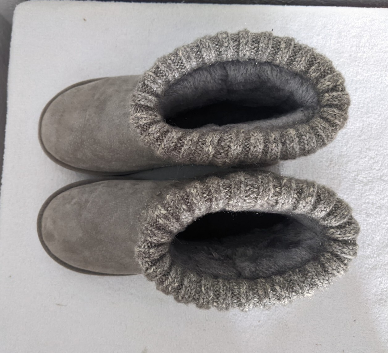 Lam Empire Women’s Suede & Knit Ankle Boots Gray No Size See Pictures Below