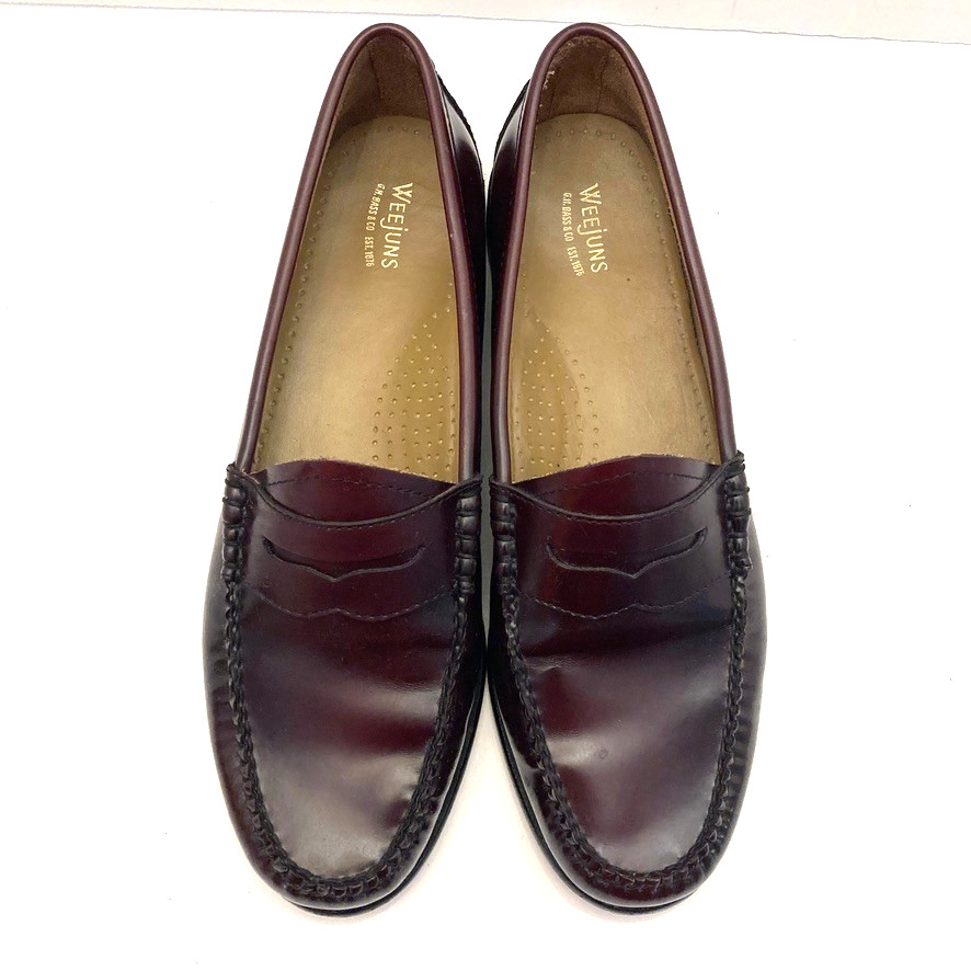 GH Bass Weejuns Penny Loafer Womens 9M Burgundy Leather Unlined Handcrafted