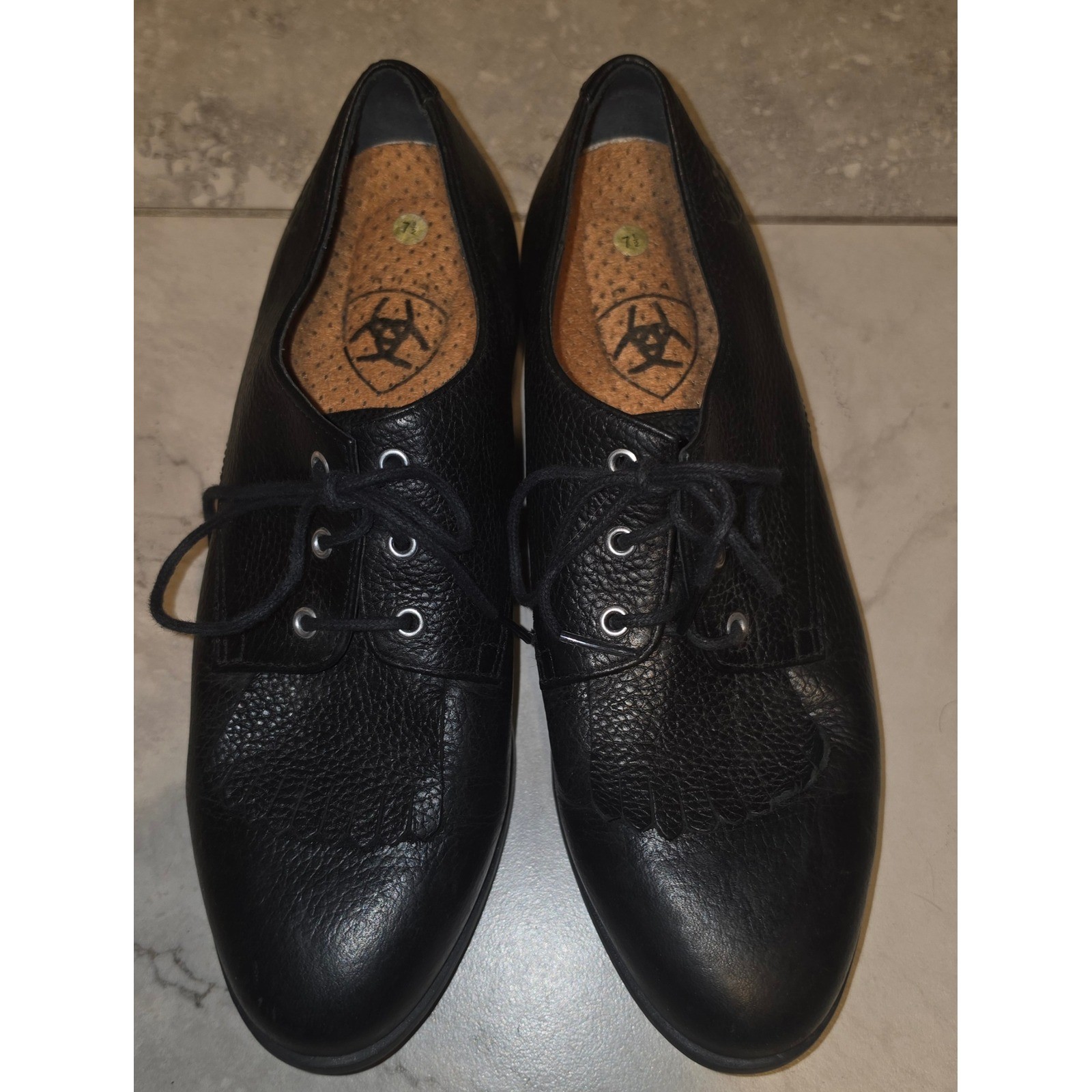 Ariat Womens Black Pebbled Leather Kiltie Oxford Lace Up Shoes 7.5 ATS 16105