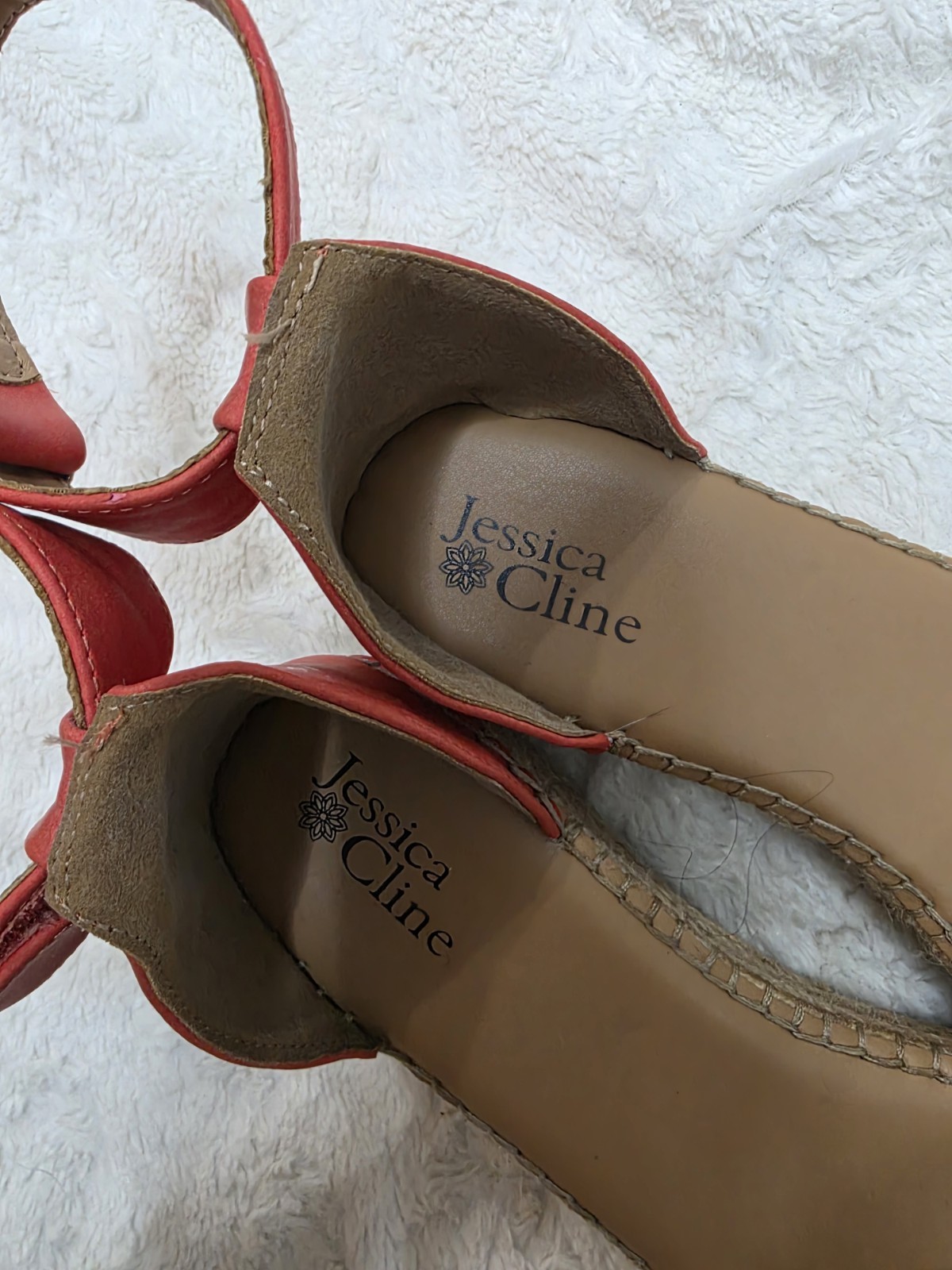 Jessica Cline Shoes Women’s Red Espadrille Wedge Ankle Strap Sandals 11