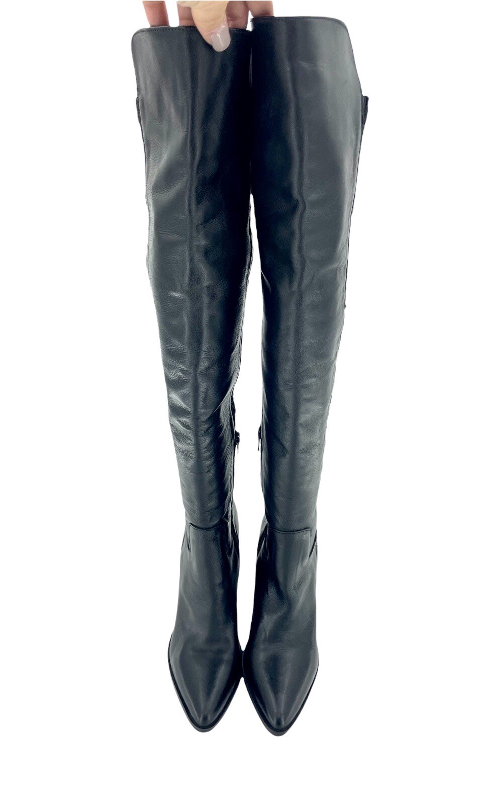 Charles David Boots Black Leather Over-The-Knee Stretch Boot SZ 8.5 New SH97