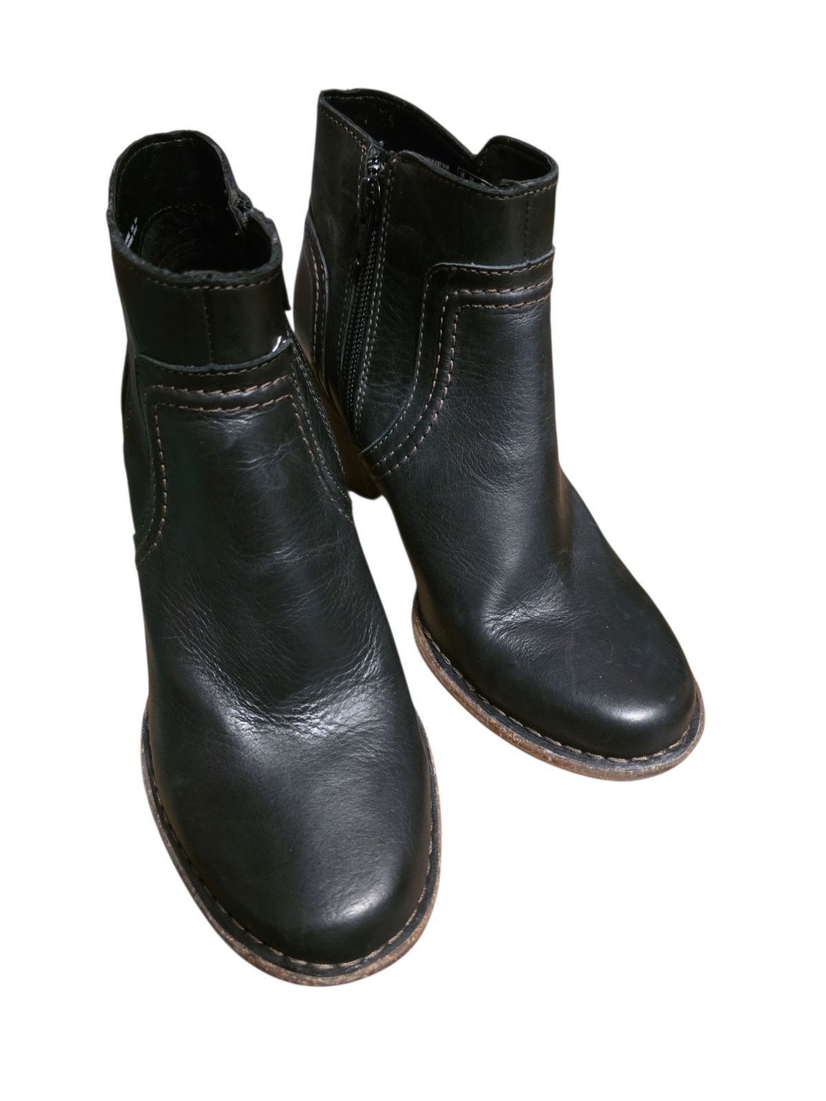 Clarks Carleta Paris Ankle Boot Side Zip Women 6.5 M Black Leather Heeled Bootie