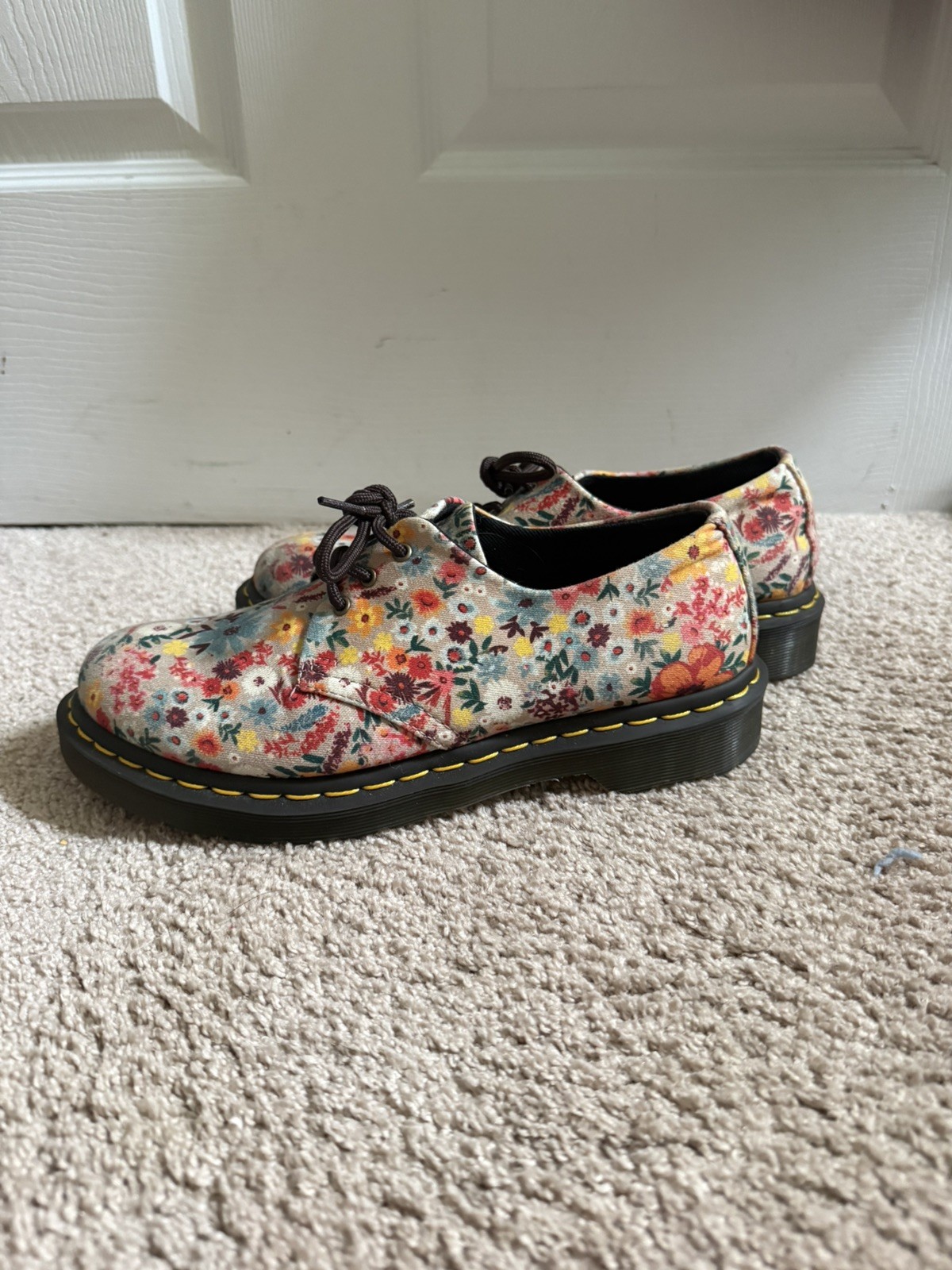 Dr Doc Martens 1461 Wanderlust Canvas 3 Eye Shoe US 8 Taupe Floral Oxford